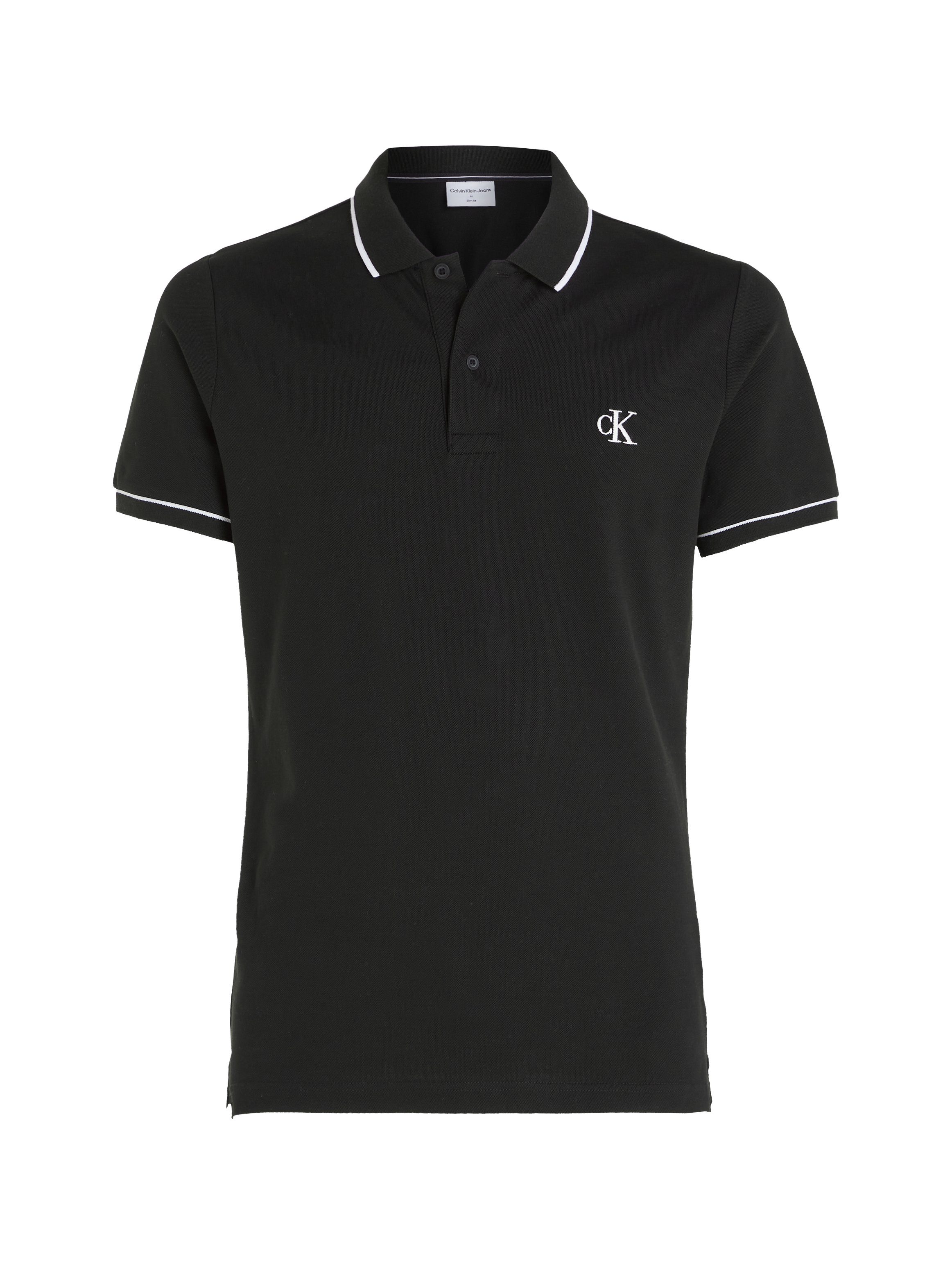 Raven Klein Calvin Poloshirt TIPPING Jeans SLIM POLO mit CK Black / ESSENTIAL CK Markenstickerei