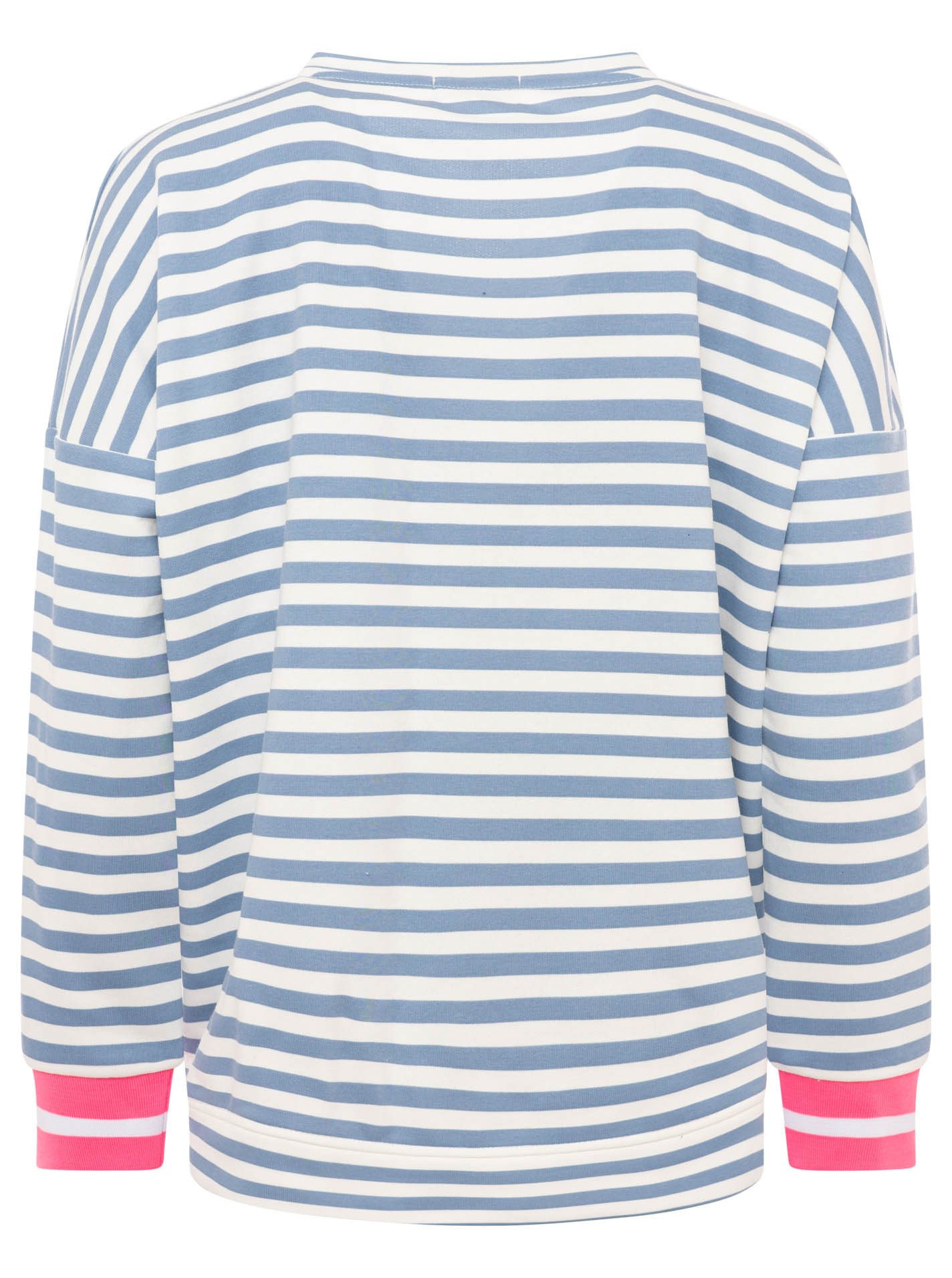 Zwillingsherz Hoodie "Streifen Moin" V-Neck, gestreift, Stickerei mit Anker, gestreifte Bündchen – Bild 4 von 5