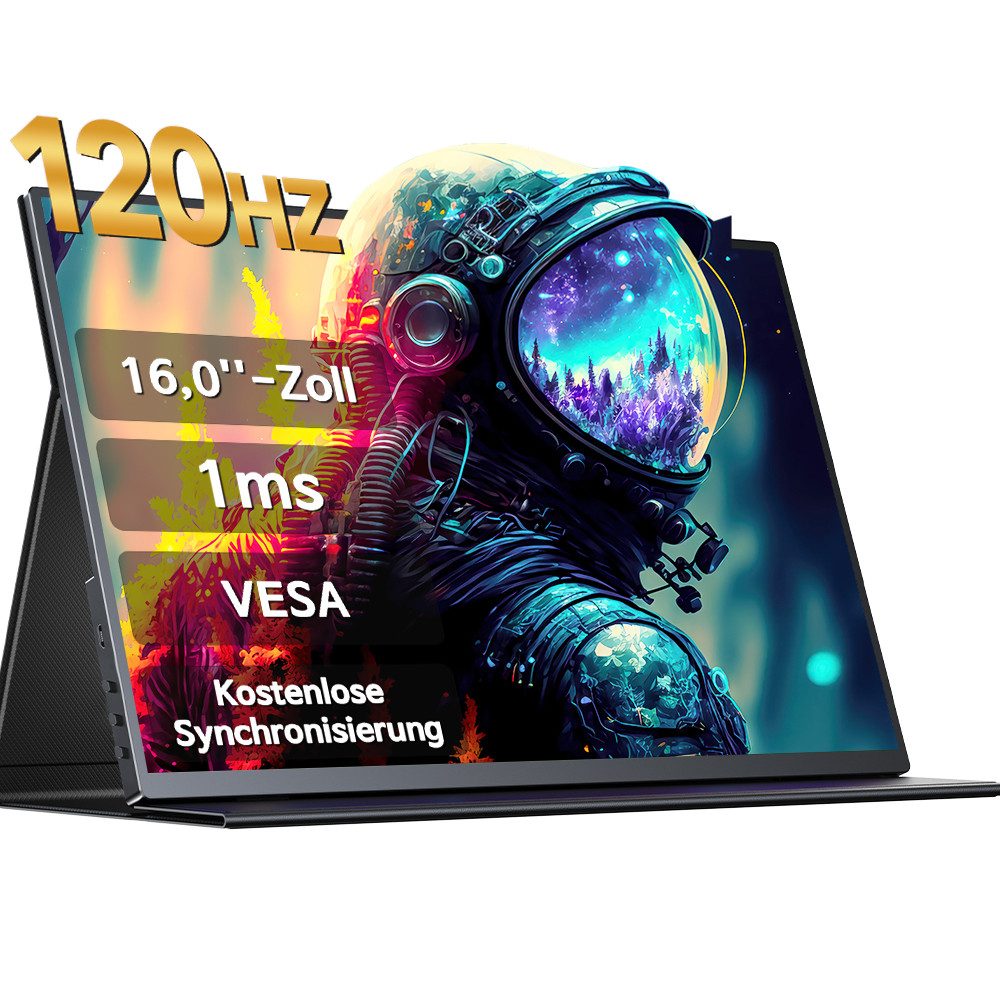 UPERFECT Tragbarer Monitor, Gaming Monitor, mit 120 Hz und 1080P Portabler Monitor (40,64 cm/16 ", 1920x1080 px, Full HD, 1 ms Reaktionszeit, 120 Hz, IPS)