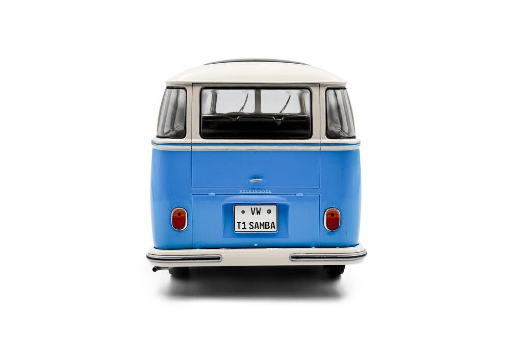 Solido Modellauto VW T1 Samba Bus 1962 blau weiß, Maßstab 1:18
