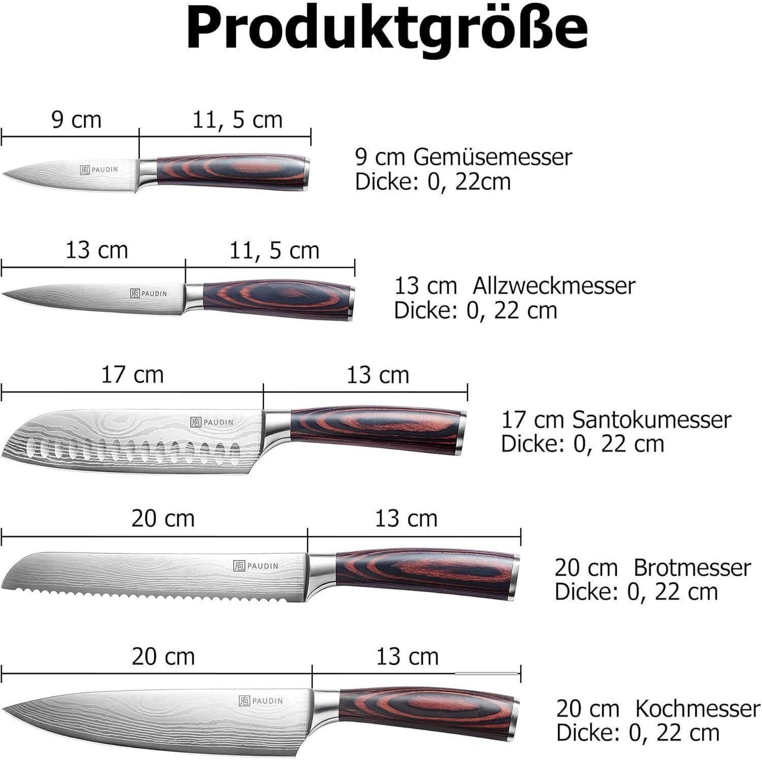 LuxusKollektion Messer-Set Premium Messerset Küchenmesser Set 5 tlg Carbon Edelstahl
