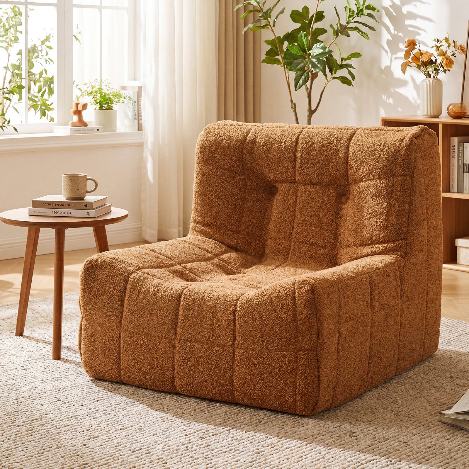 COSTWAY Sitzsack, Bodensofa mit einteiligem Schaumstoff Lazy Sofa