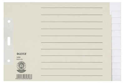 LEITZ Aktenordner LEITZ Tauenpapier-Register, blanko, A5 quer, 12-teilig, grau