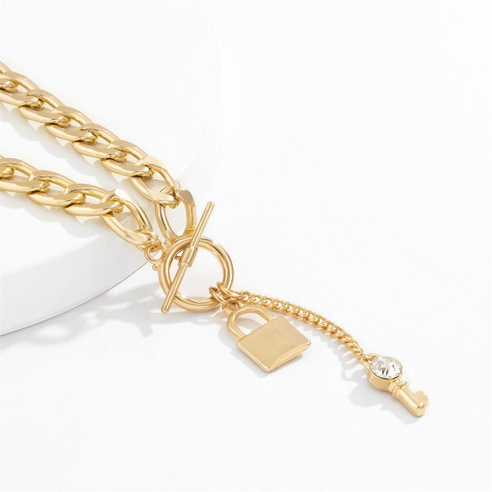 Rouemi Choker Damen-Halskette, modisches Goldfarben Anhänger-Halskette mit Temperament