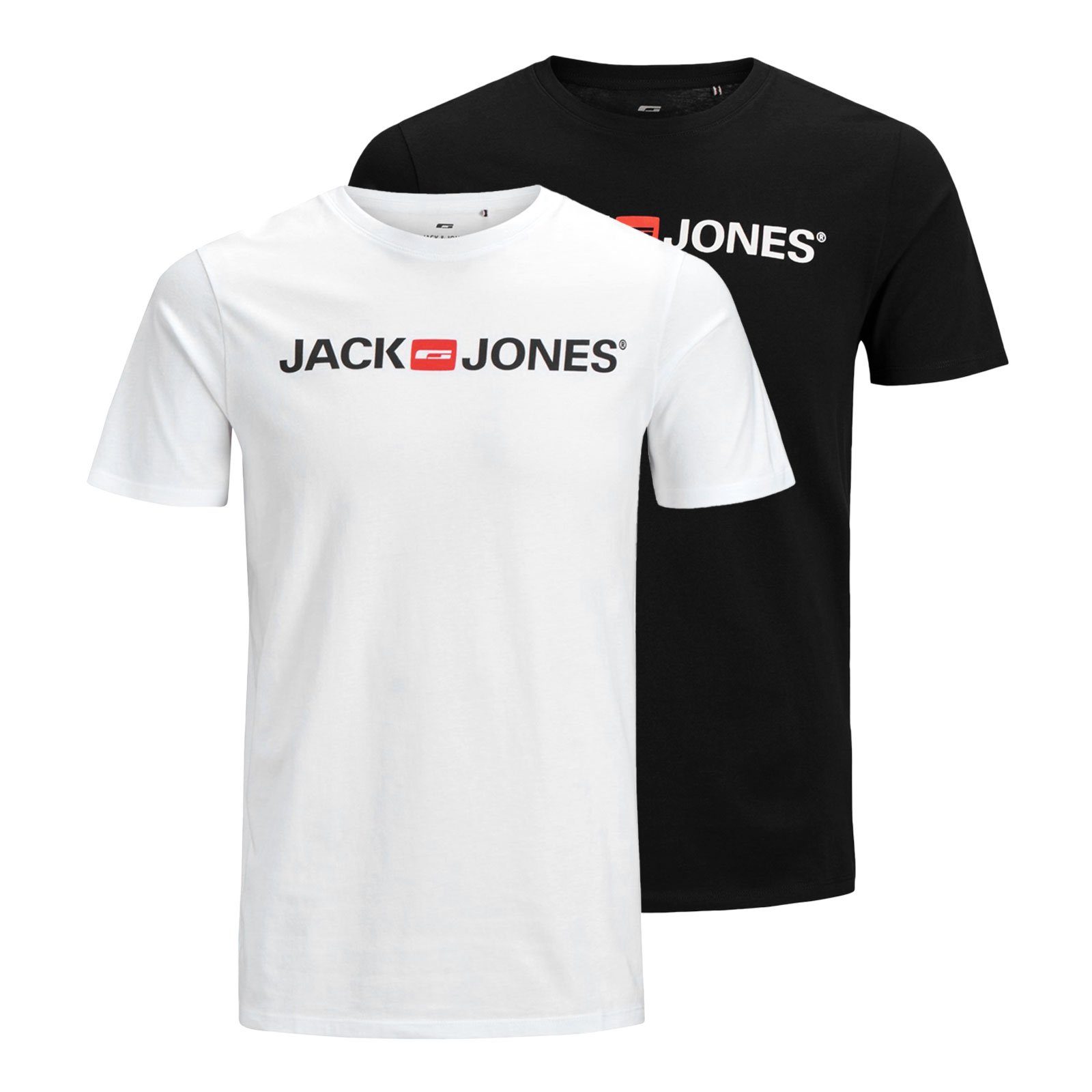 Jack & Jones T-Shirt 2er Pack Logo Tee Crew Neck mit Markenschriftzug günstig online kaufen