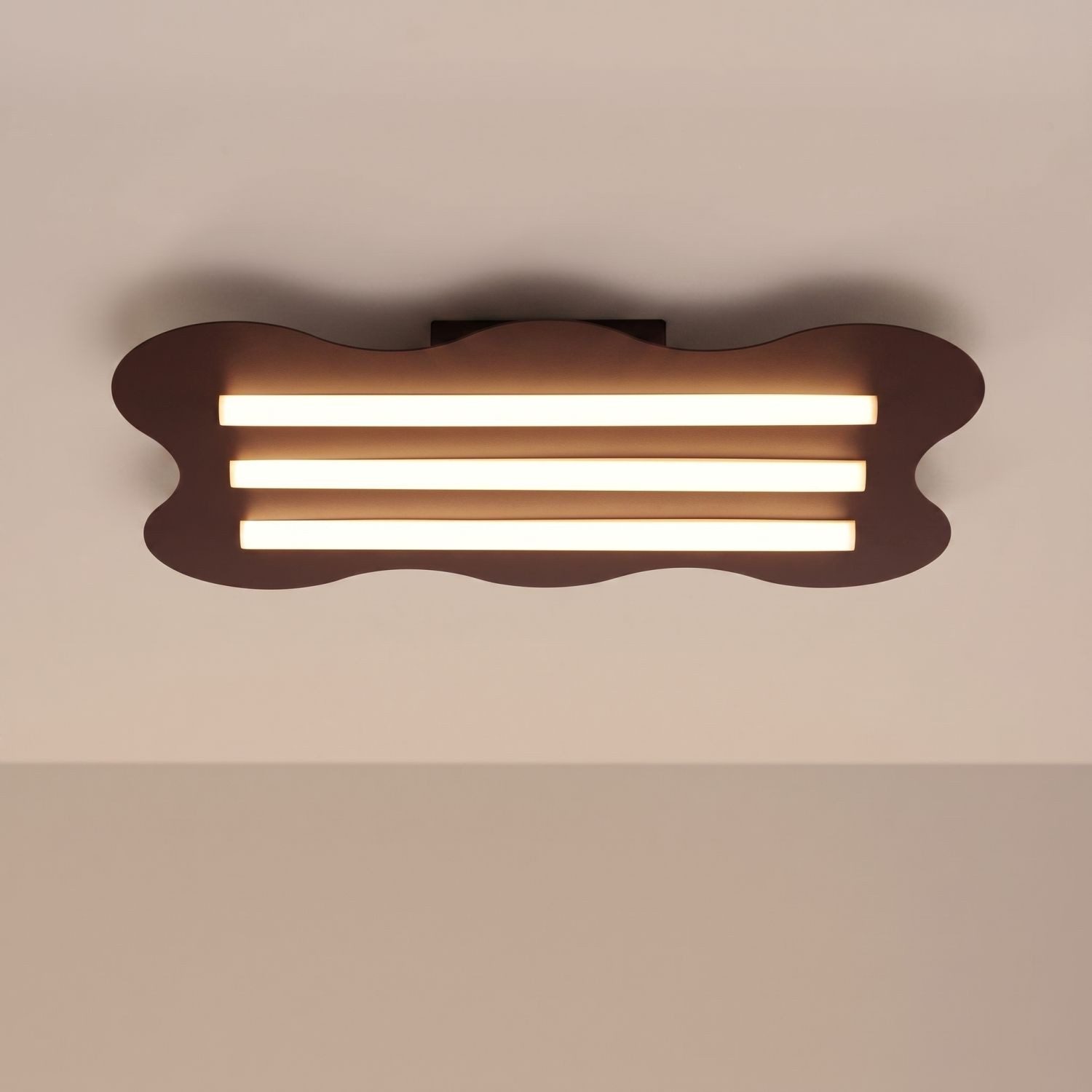 Licht-Erlebnisse Deckenleuchte LENZ, ohne Leuchtmittel, Metall Braun 3-flammig Modern