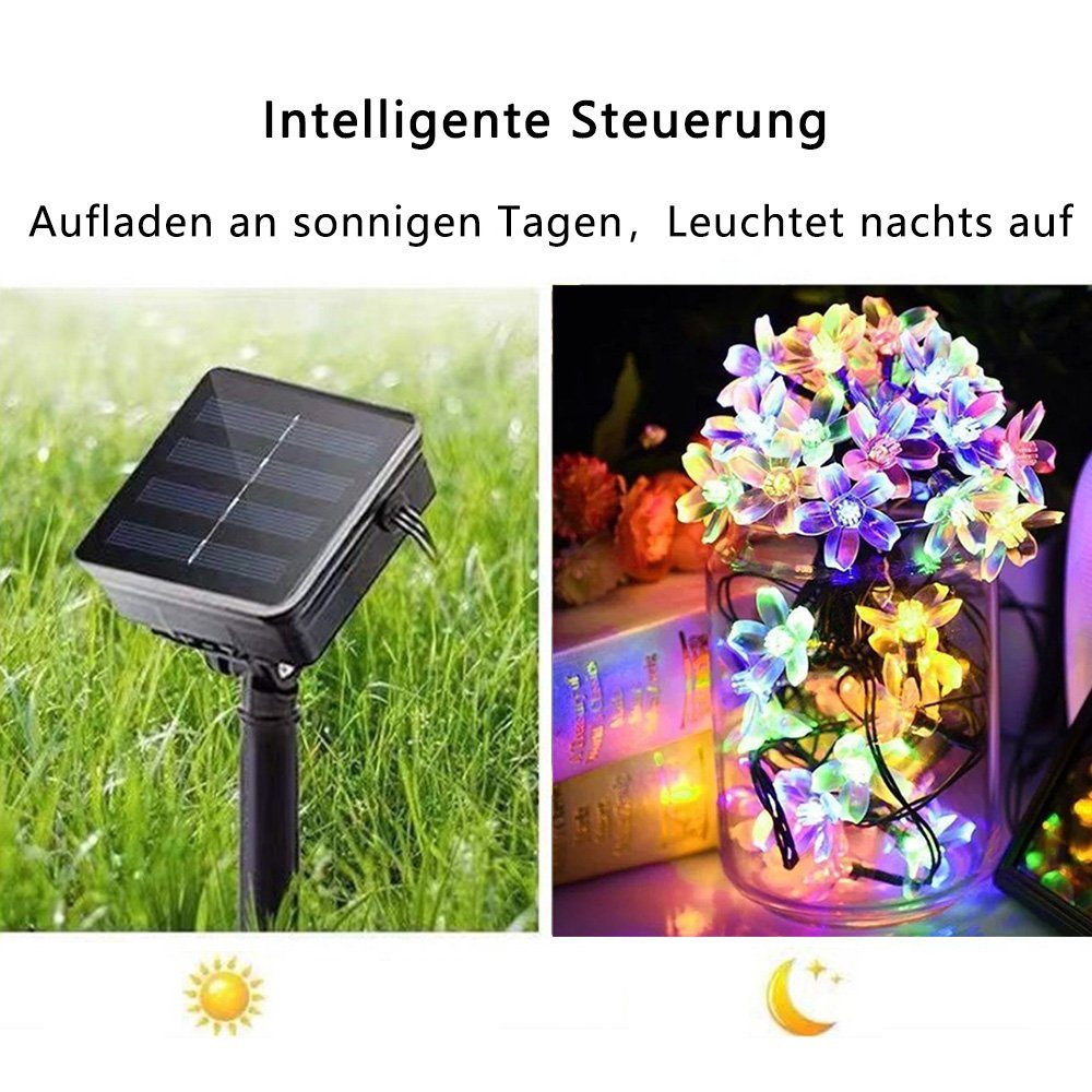 Bunt, Bunte Dekorative Solar String 7m, Light, draußen, Solarleuchte Wasserdicht, Gartendekoration LED Pfirsichblütenlichter, LED 50 für Lichter,