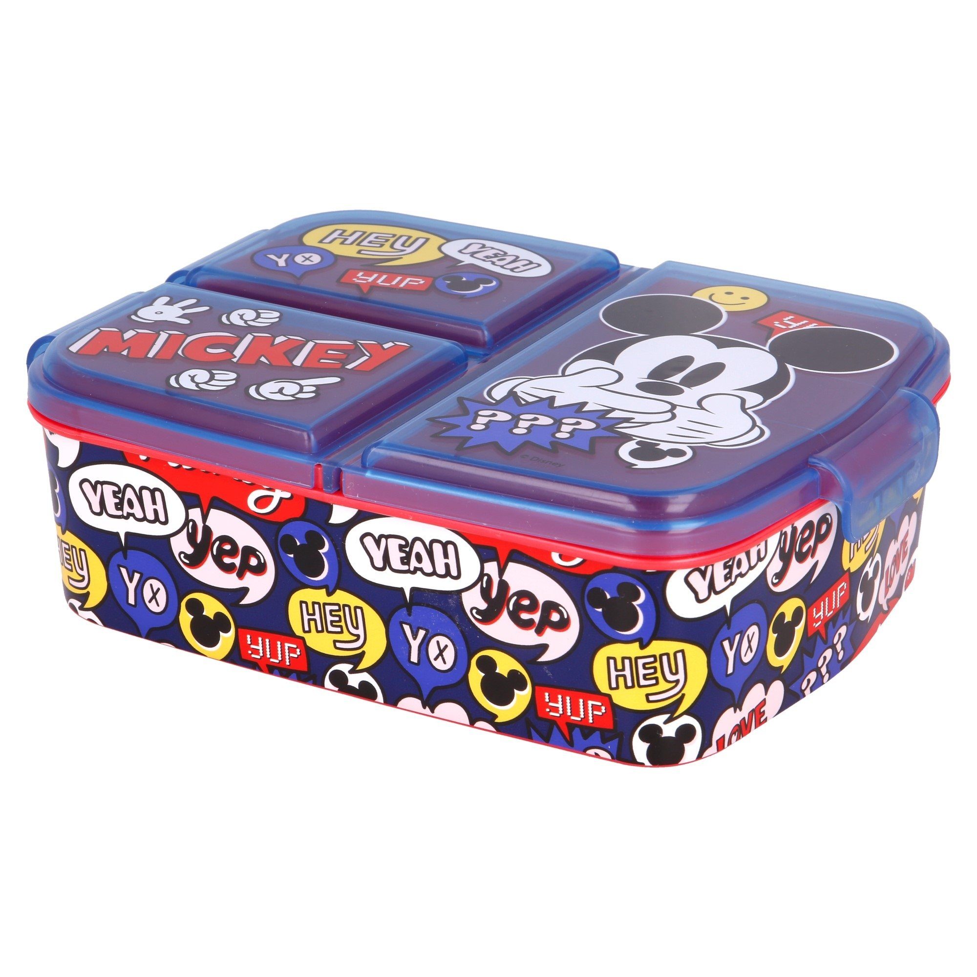 Disney Lunchbox Brotdose Lunch ml Maus Mickey Set, XL teiliges (4-tlg), Besteck Disney 4 Alu-Trinkflasche 530
