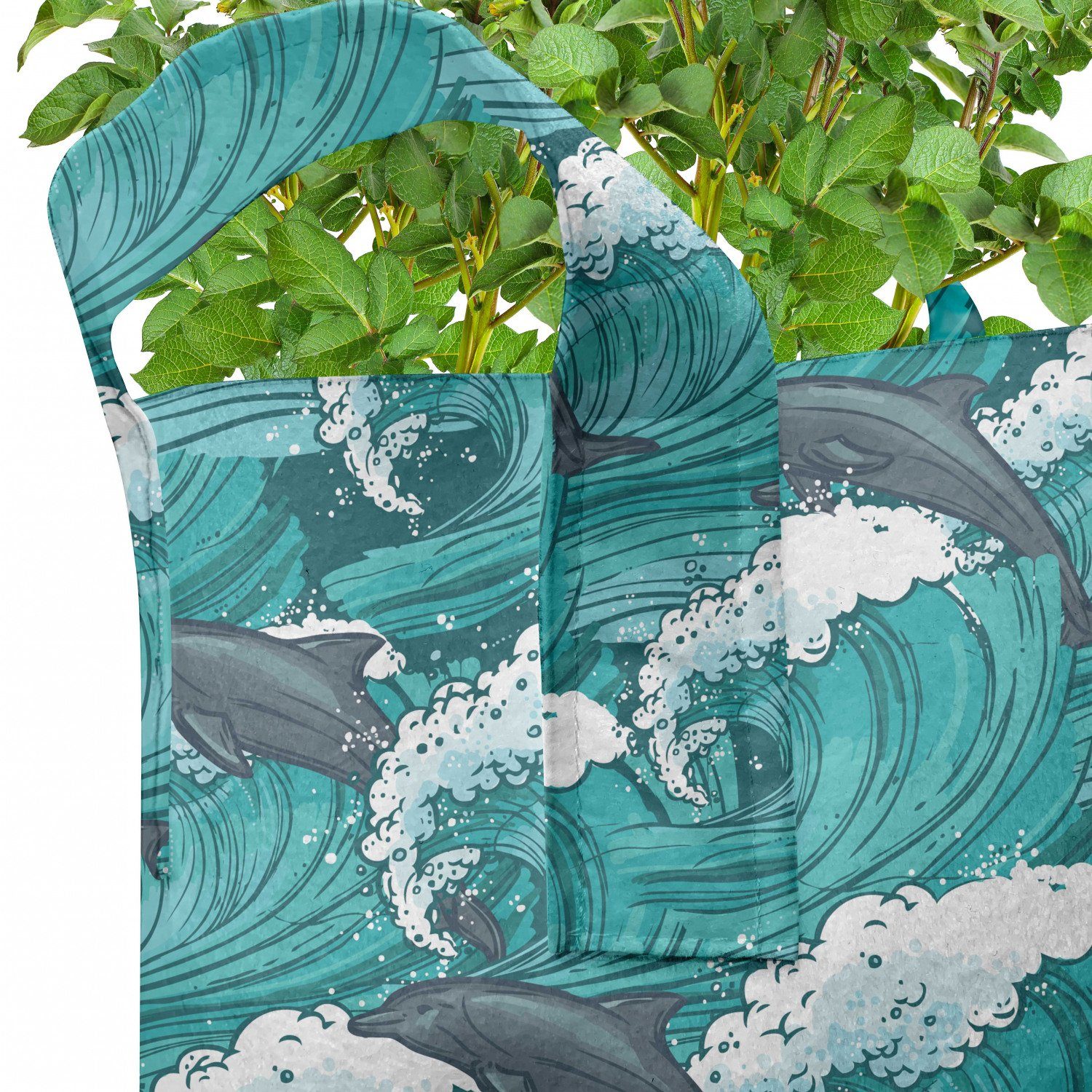 Surfen Griffen Ozean hochleistungsfähig für mit Pflanzkübel Doodle Abakuhaus Dolphins Stofftöpfe Pflanzen,