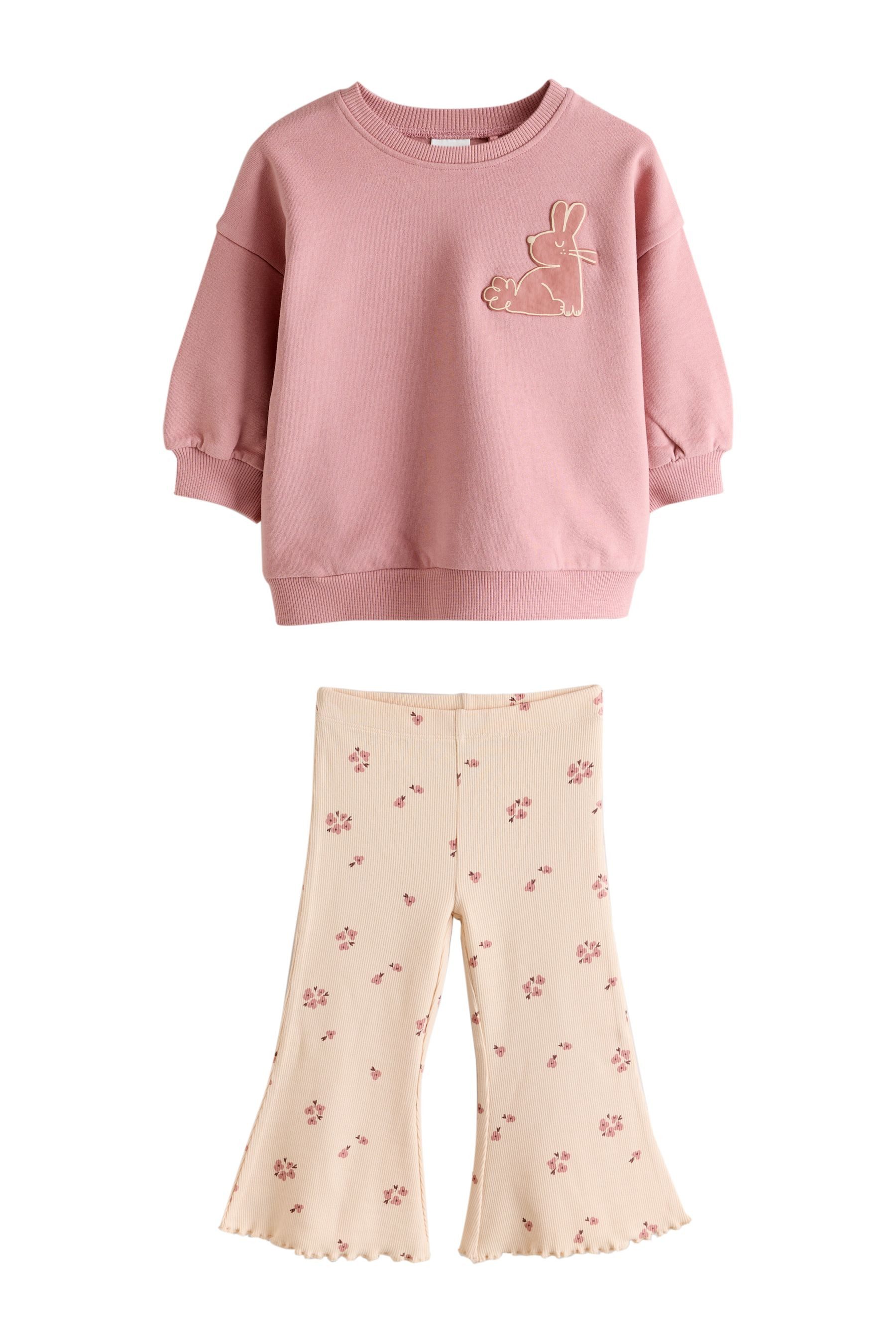 Next Top & Leggings Sweatshirt und ausgestellte Leggings im Set (2-tlg)