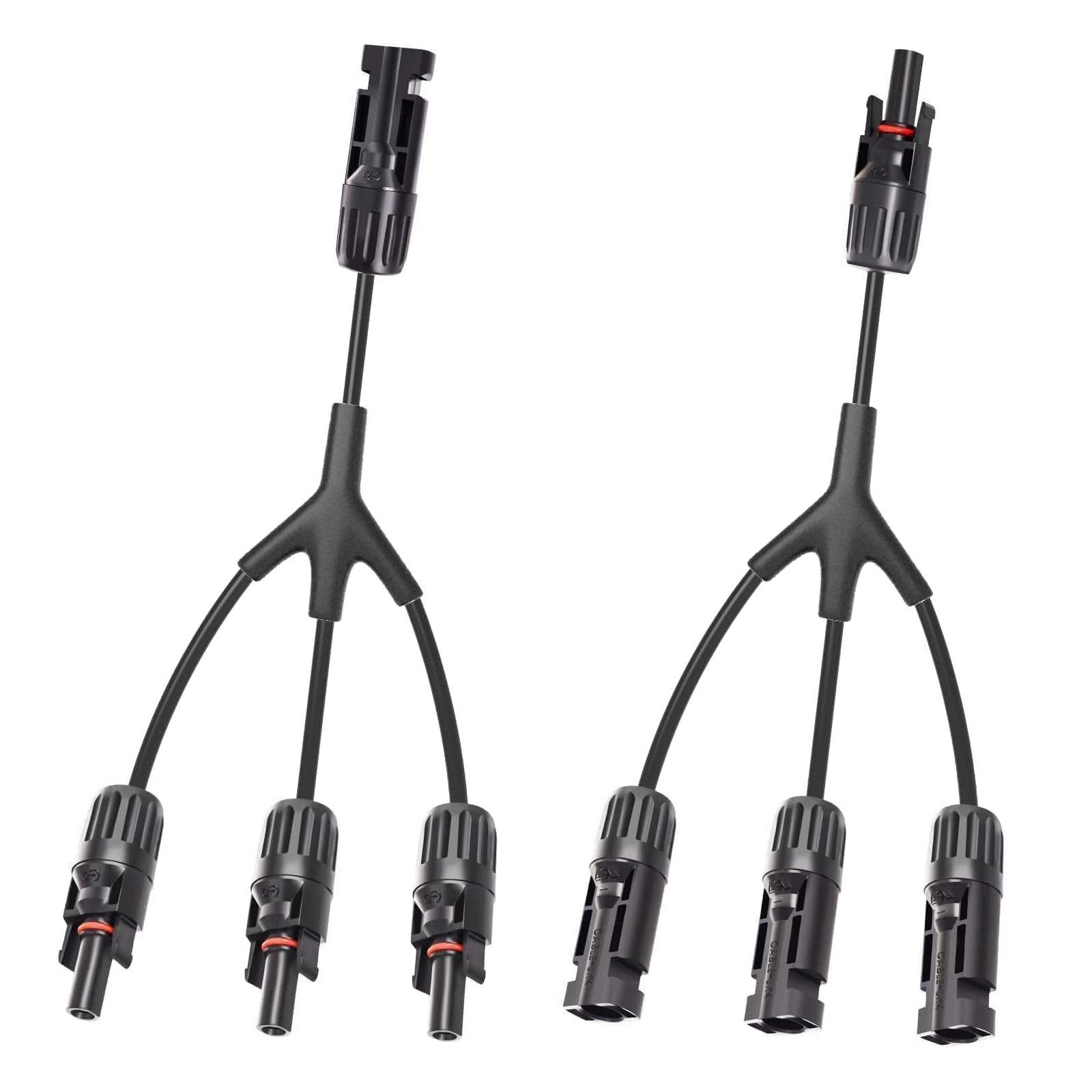 Rhein Beleuchtung Solarmodul Solarstecker Verteiler Set 1 zu 2/3/4 MC4 Y-Stecker Verbindung, (Für PV-Kabel 1,5–6 mm², DC 1000V, Solarpanel & PV-Anlagen geeignet), IP67 wetterfest, UV-beständig, Crimpanschluss, PPO-Material