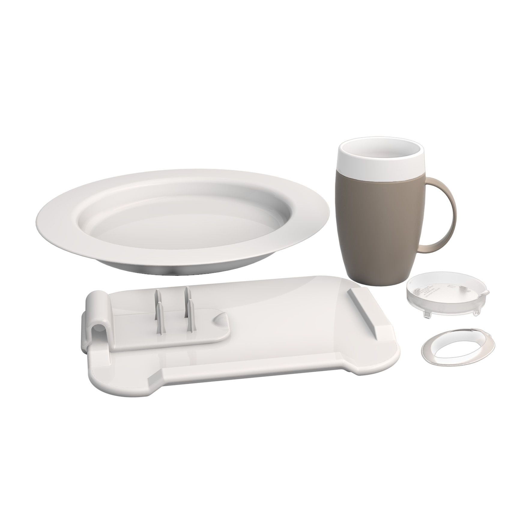 Ornamin Geschirr-Set Gastro-Pflege-Set (5-tlg), Kunststoff, Esshilfe l Trinkhilfe l Alltagshilfe l Made in Germany