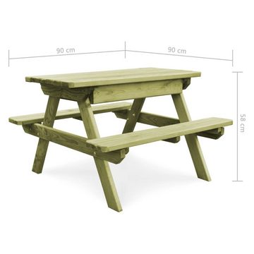 furnicato Gartentisch Picknicktisch mit Bänken 90x90x58 cm Kiefernholz Imprägniert