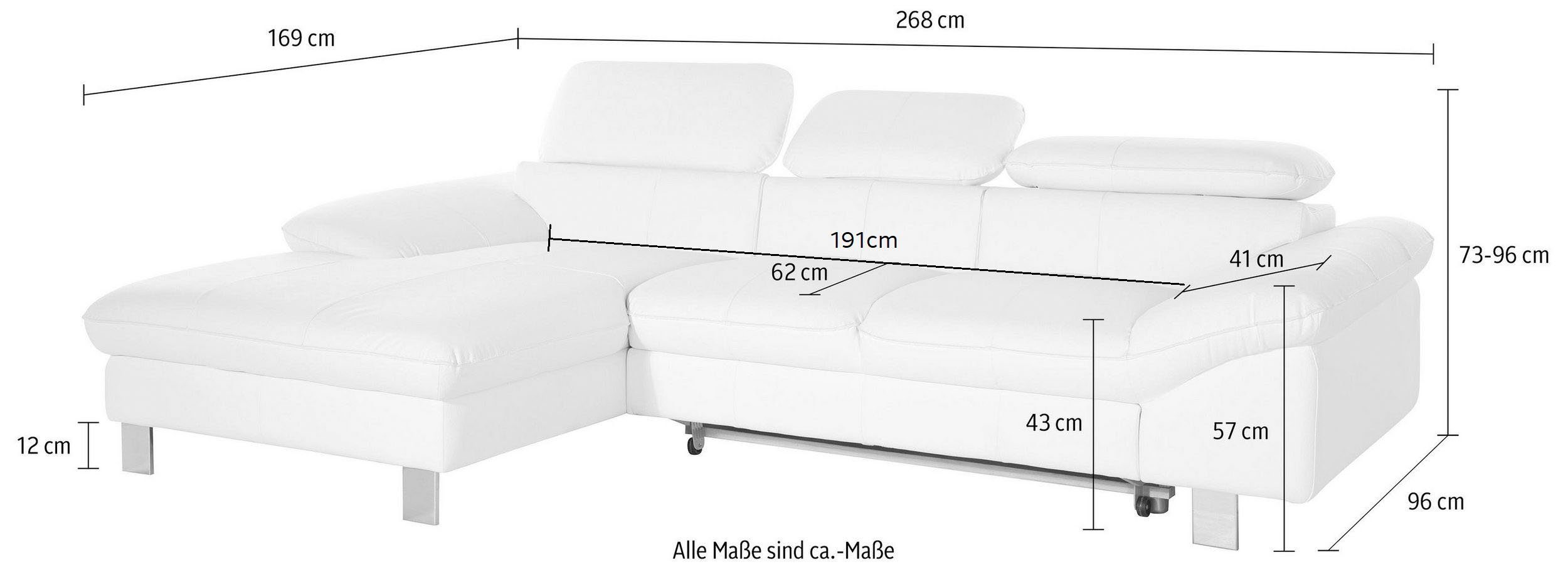 COTTA Ecksofa Driver, mit Kopfteilverstellung, wahlweise mit Bettfunktion günstig online kaufen
