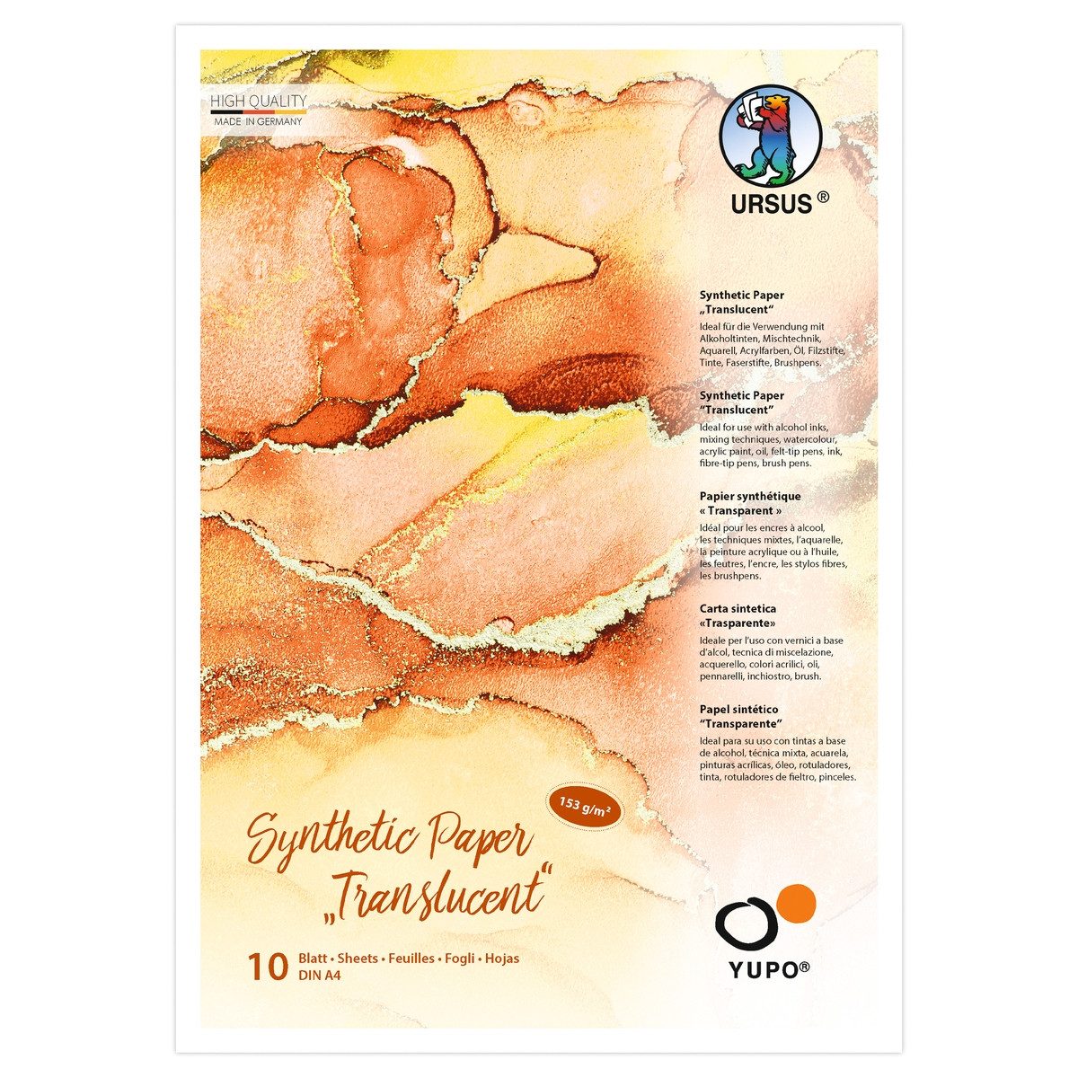 VELOFLEX Transparentpapier URSUS Synthetic Paper 153g/m² transluzent DIN A4 10 Blatt
