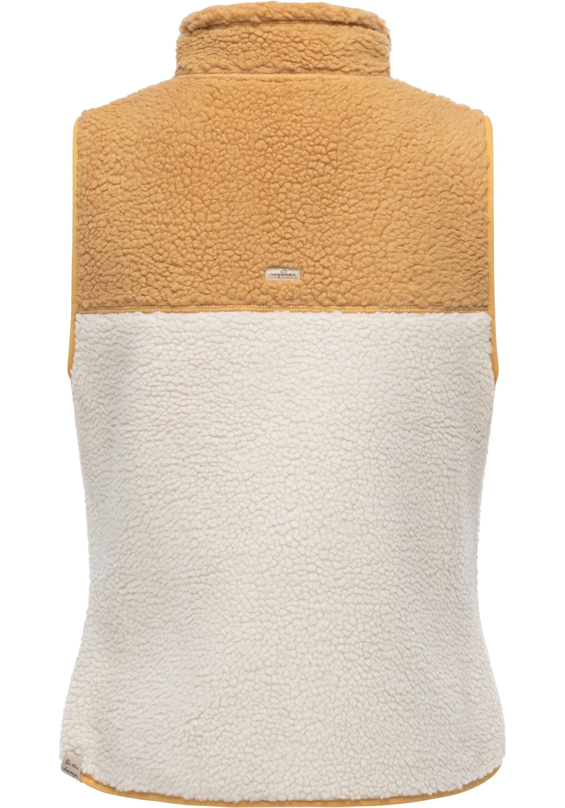 Ragwear Plüschweste Junni Bonded warme Damen Weste aus Materialmix mit Teddy-Fleece