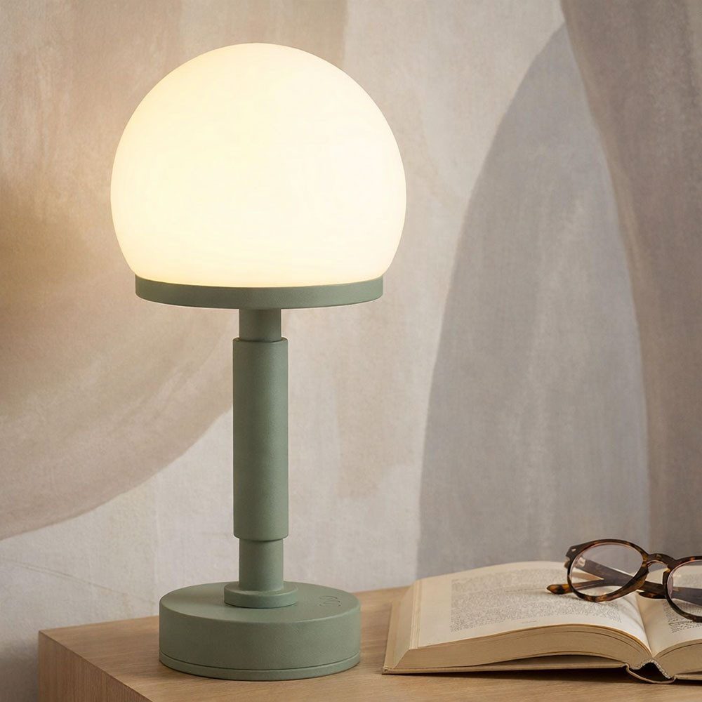 GLOBO LIGHTING LED Tischleuchte, LED-Leuchtmittel fest verbaut, Warmweiß, Akku Tischleuchte Touchdimmer grün LED Nachttischlampe USB-C Pilz
