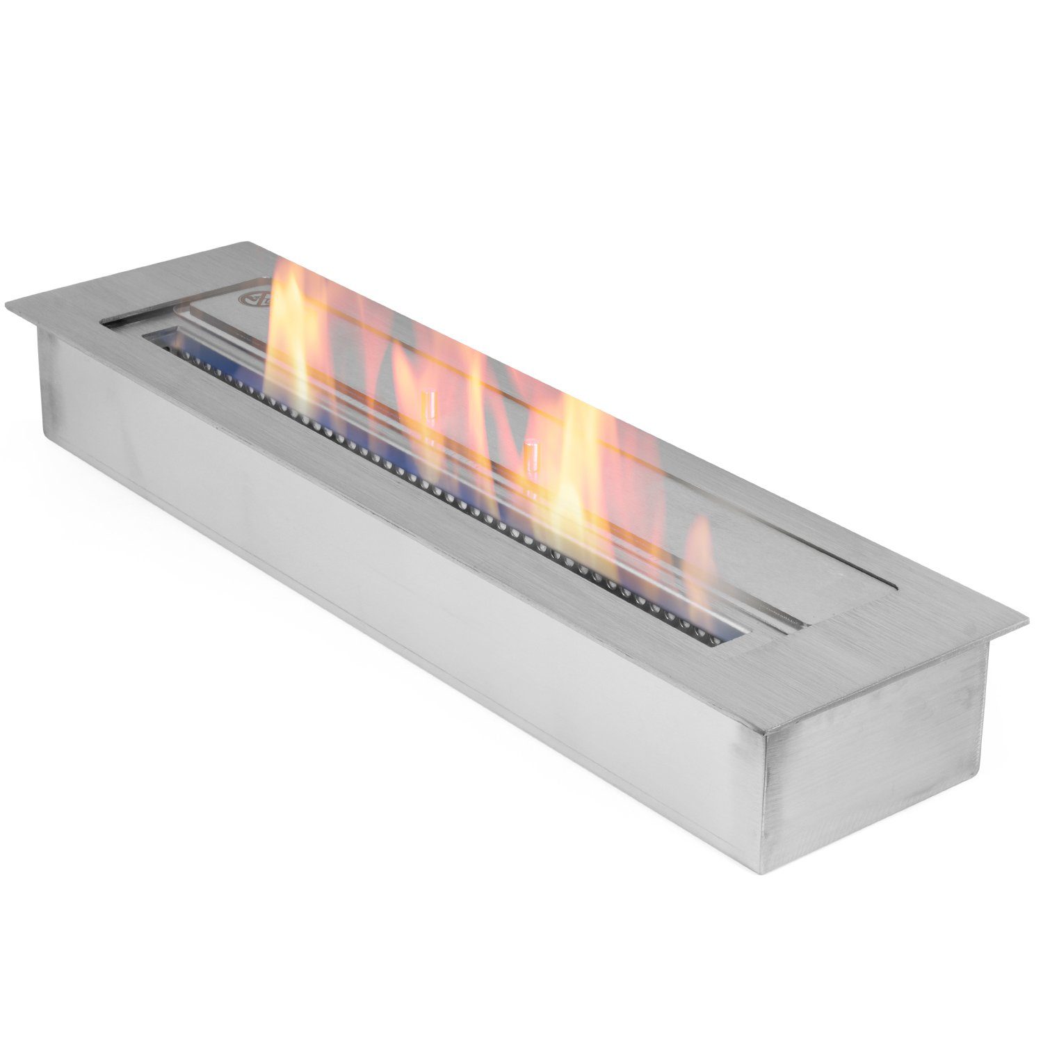 Moritz Dekokamin 60 cm 3,5 l Edelstahl Brenner Doppelwandig, Edelstahl, Standkamin Ethanolbrenner Glasfeuer Terrassenfeuer Kamin