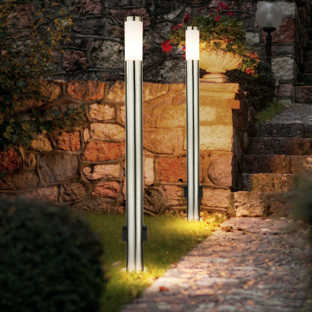 Außen-Stehlampe, Veranda Edelstahl Warmweiß, Stromverteiler etc-shop inklusive, Leuchtmittel Watt 7 Leuchte Steh LED Garten LED