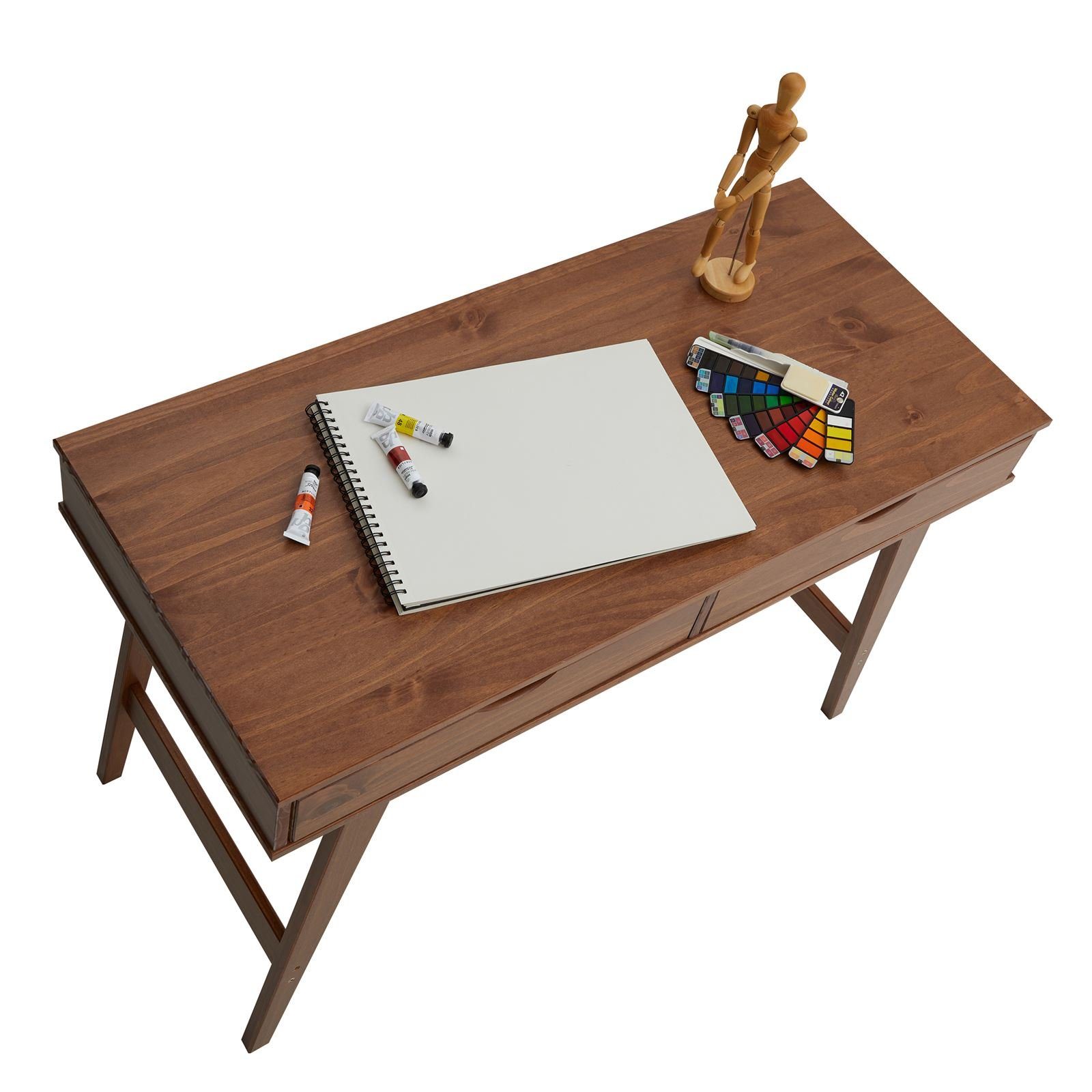 Bürotisch aus Arbeitstisch Schubladen mit MILO, IDIMEX Kastanie Schreibtisch 2 Schreibtisch au Massivholz