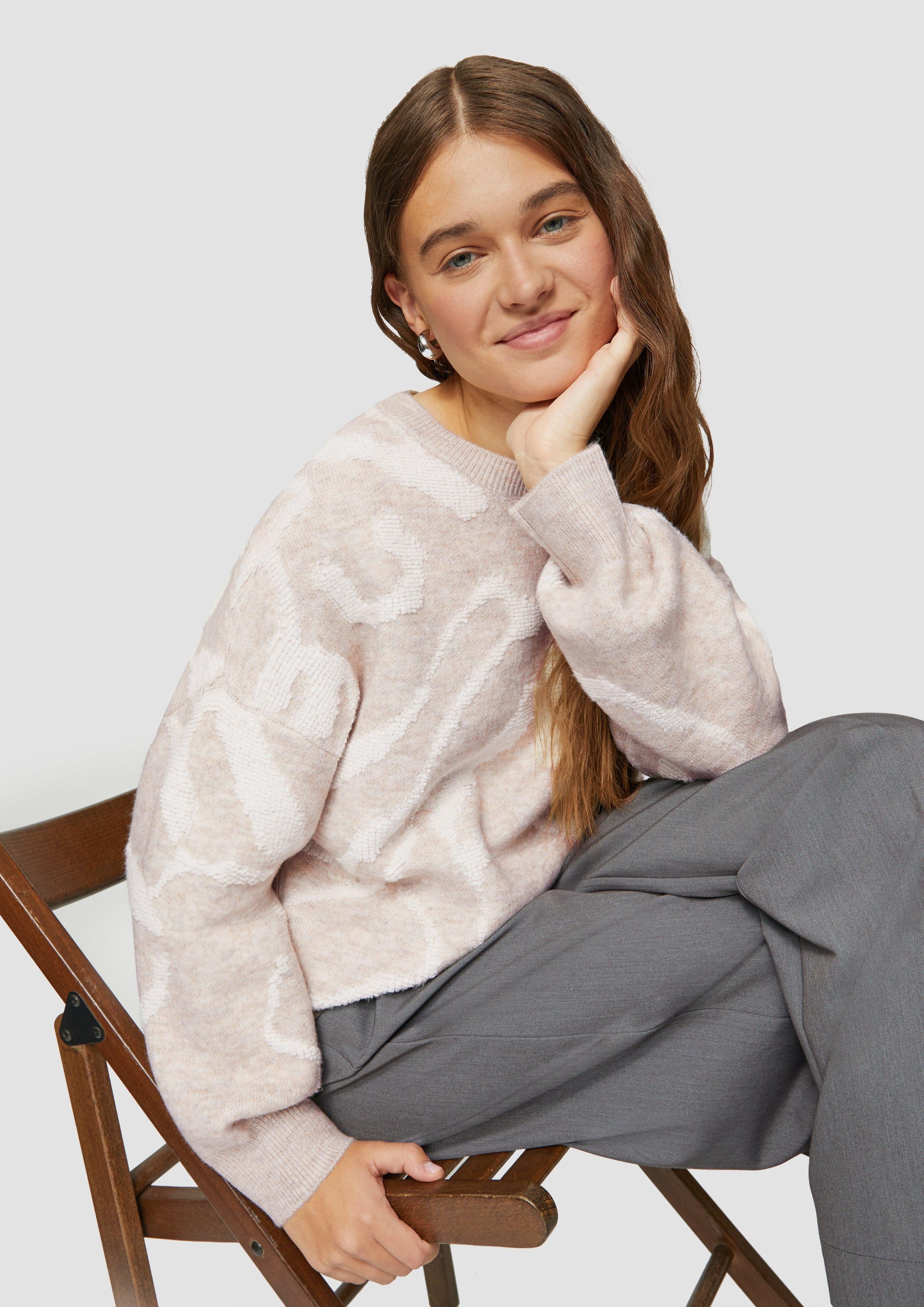 QS Strickpullover Jacquard-Pullover in Oversized günstig online kaufen