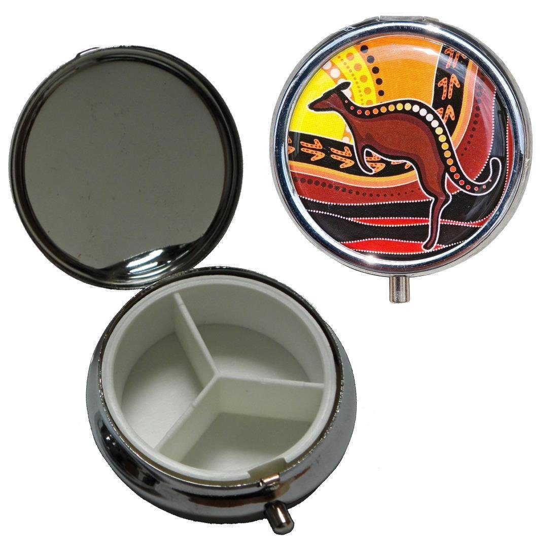 varivendo Pillendose Pillendose Känguru Metall Silber 1 Stück (Stück, 1 St., Pillendose), Pillenturm Tablettenbox Tablettendosierer Pillenkasten