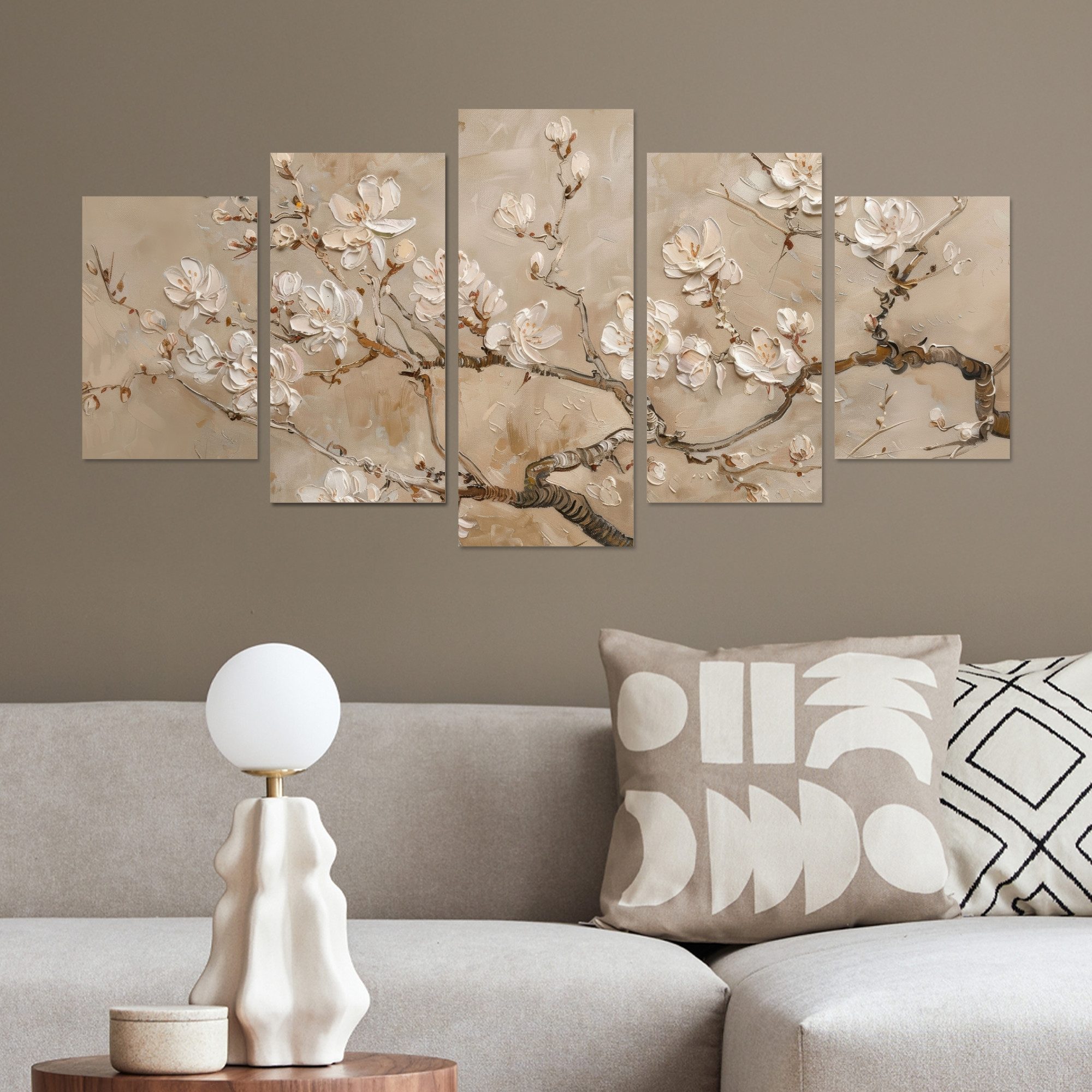 MuchoWow Leinwandbild Beige - Blüte - günstig online kaufen