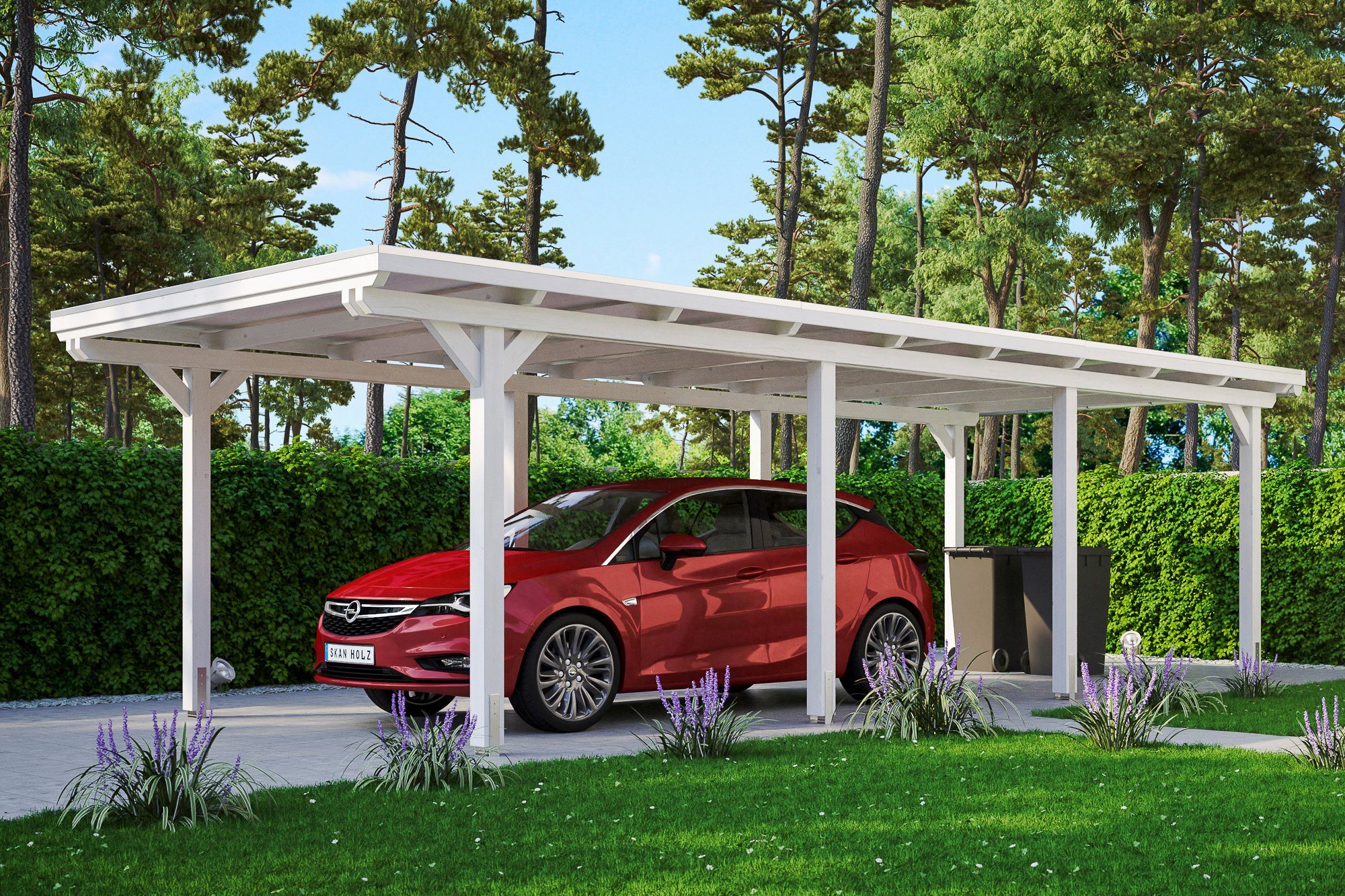 Skanholz Einzelcarport Emsland, BxT: 354x846 cm, 223 cm Einfahrtshöhe weiß | Carports