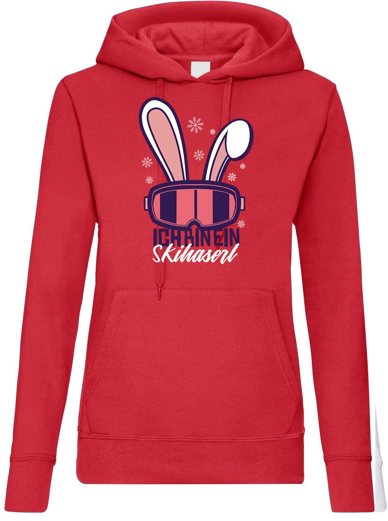 Kapuzenpullover Ski Haserl Häschen Damen Hoodie Pullover