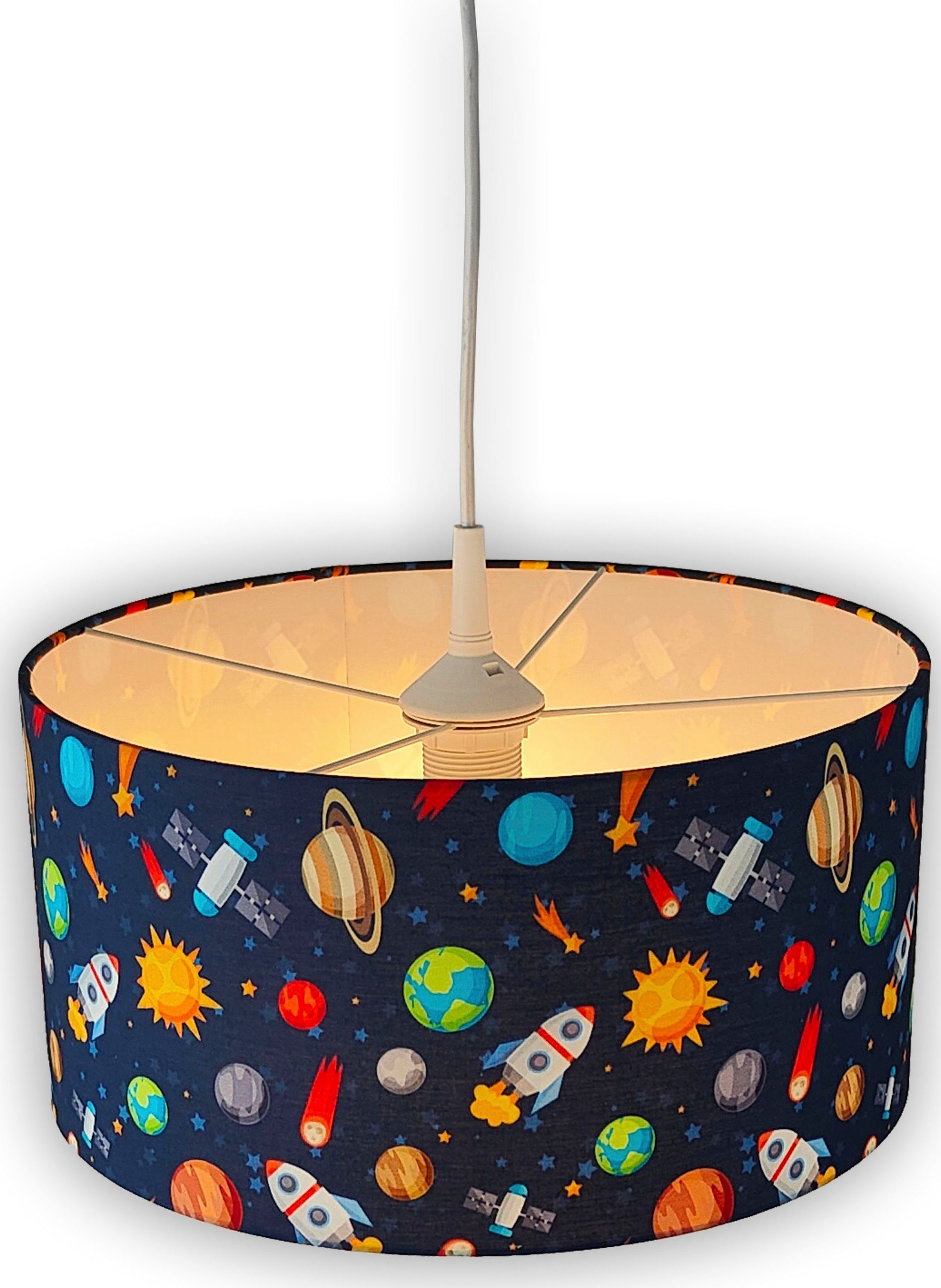niermann Pendelleuchte Stoff-Pendelleuchte Weltall, ohne Leuchtmittel, Lampenschirm aus Stoff