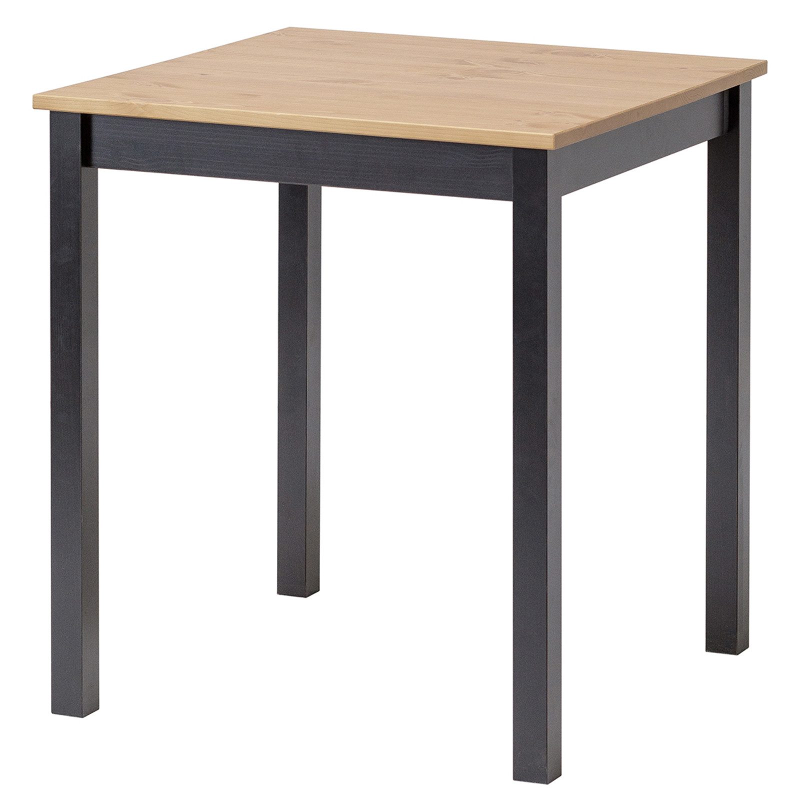 hagge home Esstisch, Küchentisch klein Kiefernholz massiv 68 x 68 x 75 cm Schwarz-Braun