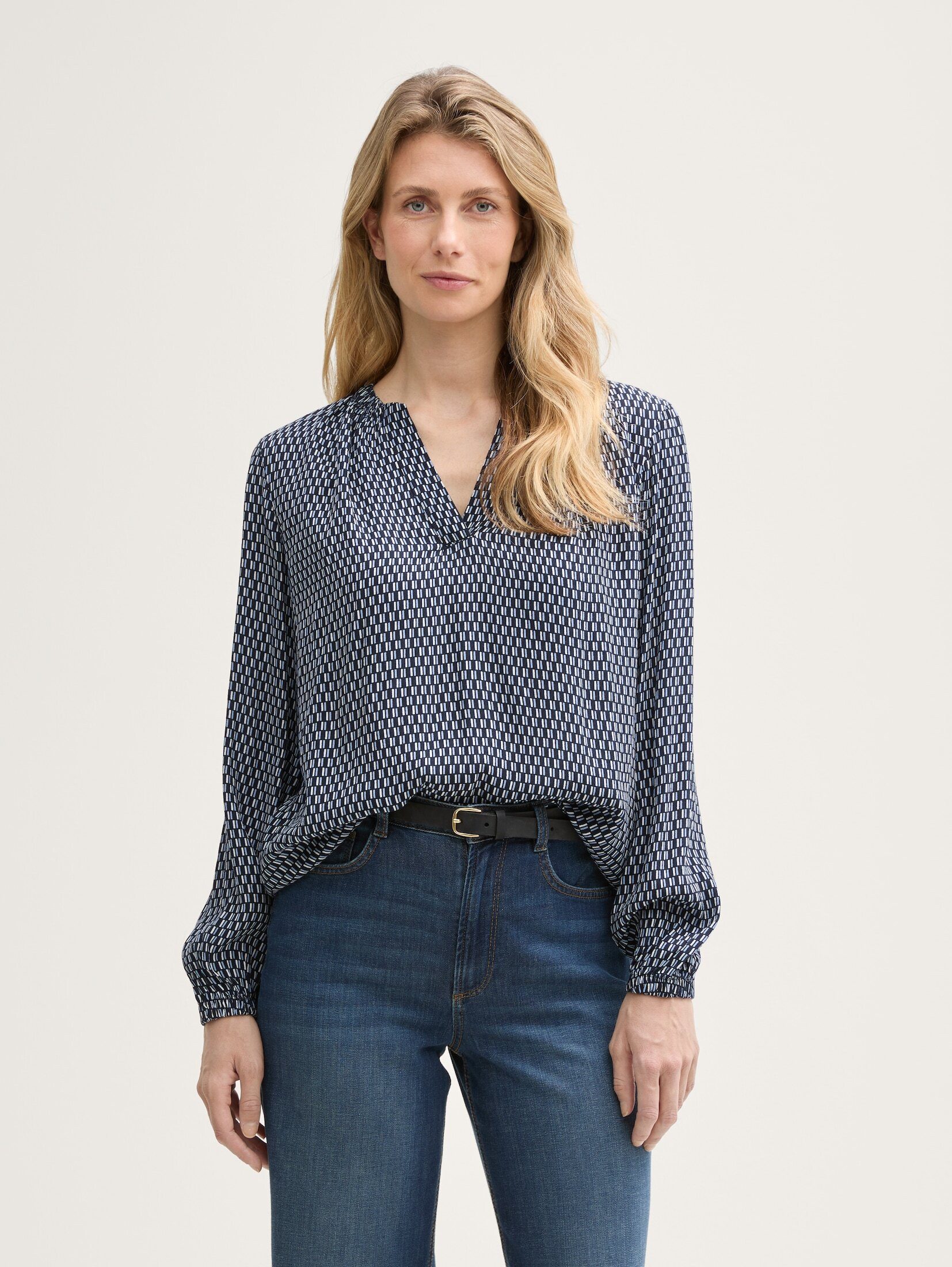 Langarmbluse Bluse aus Viskose mit Muster