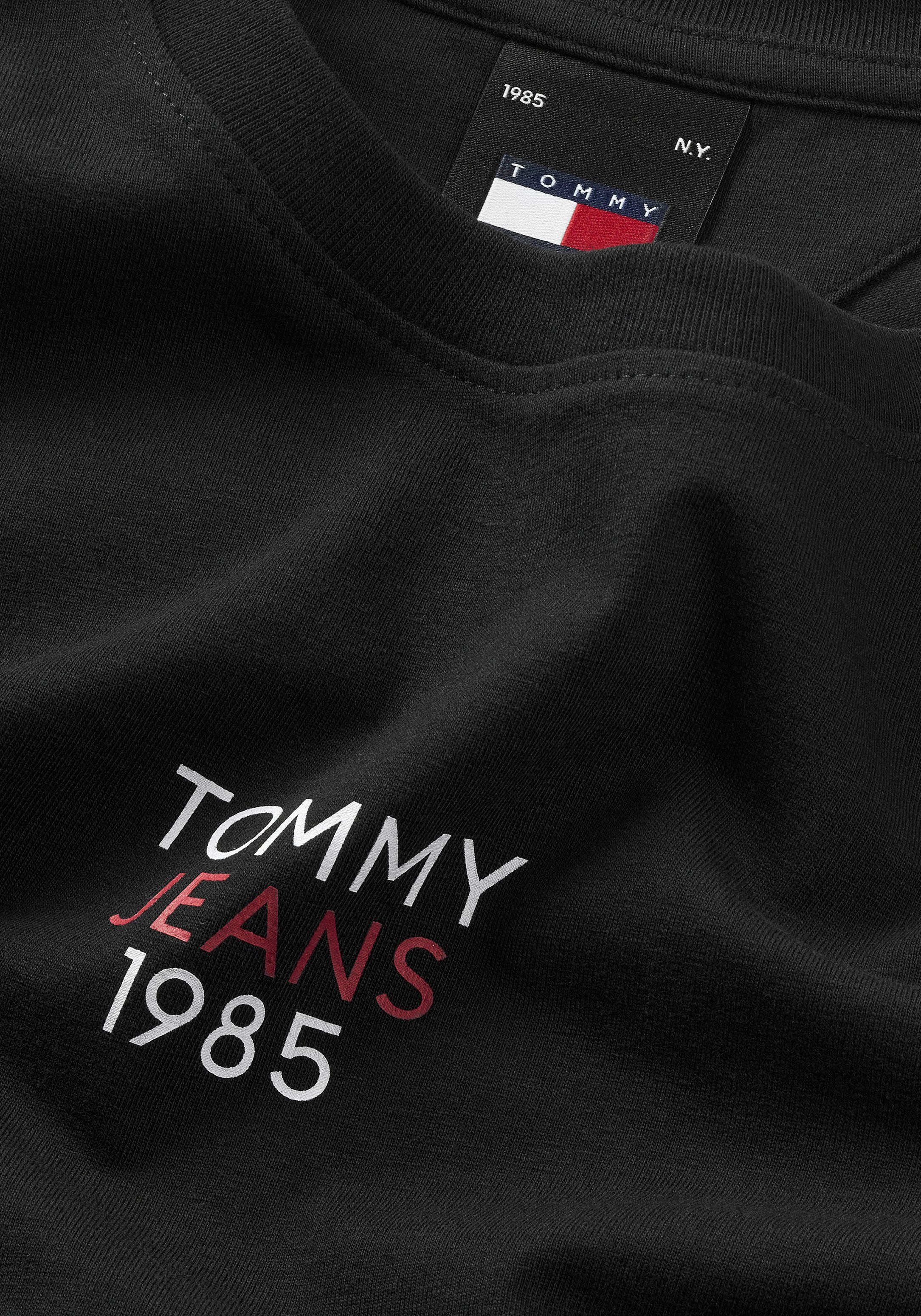 Essential Black Jeans T-Shirt mit Slim Logoschriftzug Logo Tommy