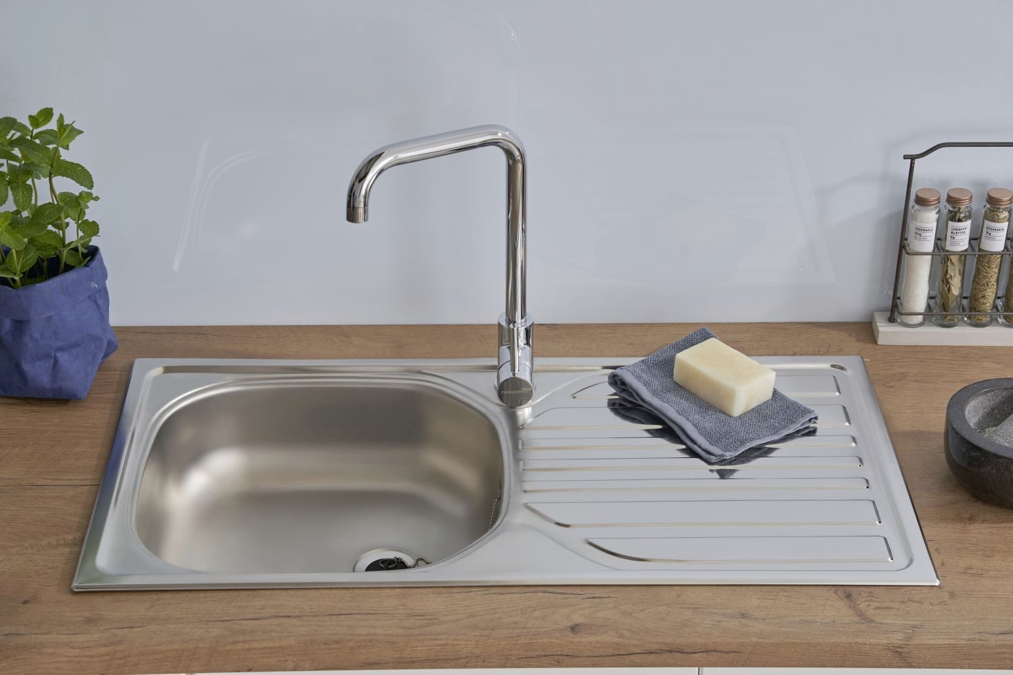 RESPEKTA built-in sink, respekta built-in sink, stainless steel, 860 x 435 mm