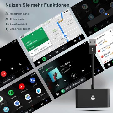 Powerwill Wireless Android Auto Adapter, 2,4GHZ 5GHZ Wireless Adapter mit Typ-C Adapter, für Android 11 und Höher, für Autos ab 2016