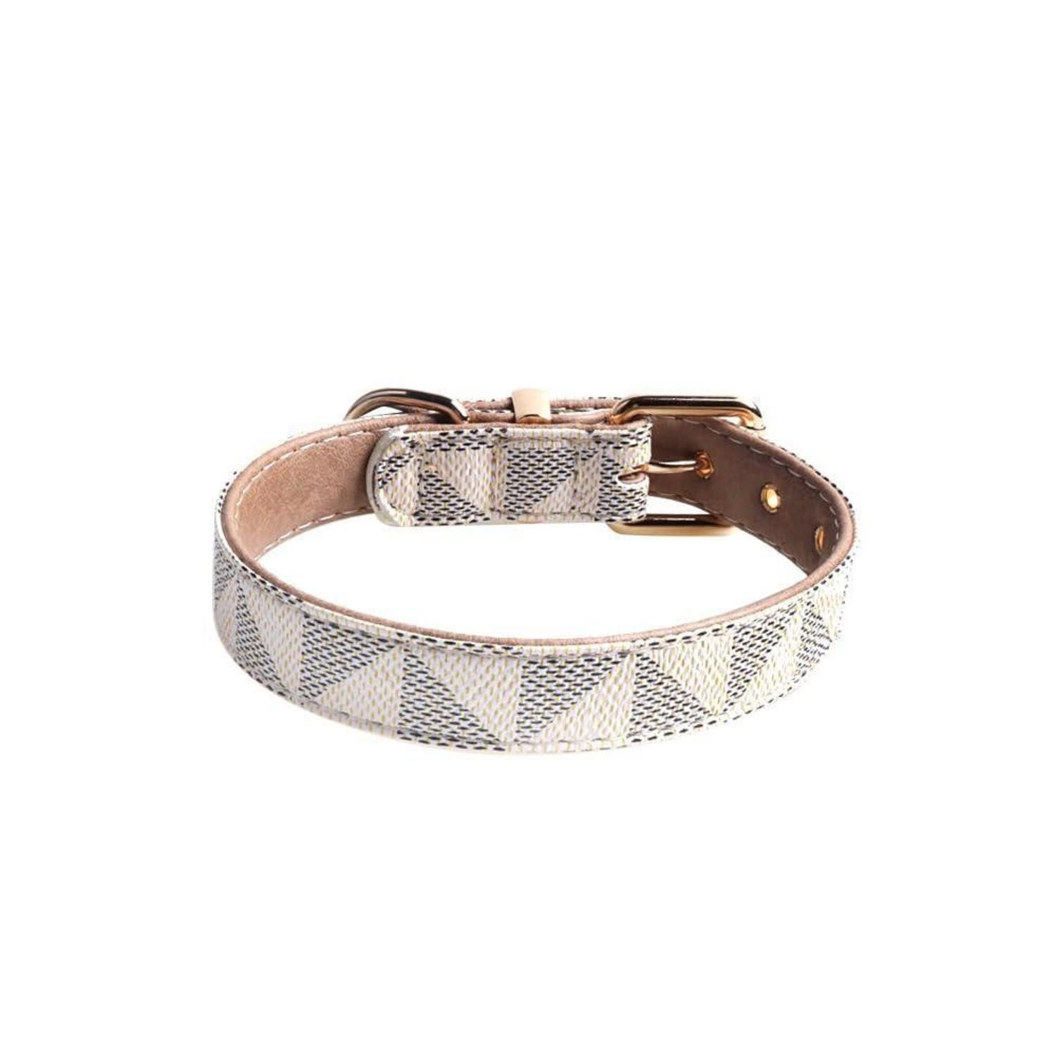 LuxusKollektion Hunde-Halsband Hundehalsband verstellbar 2cm Weiß in Lederoptik, Kunststoff