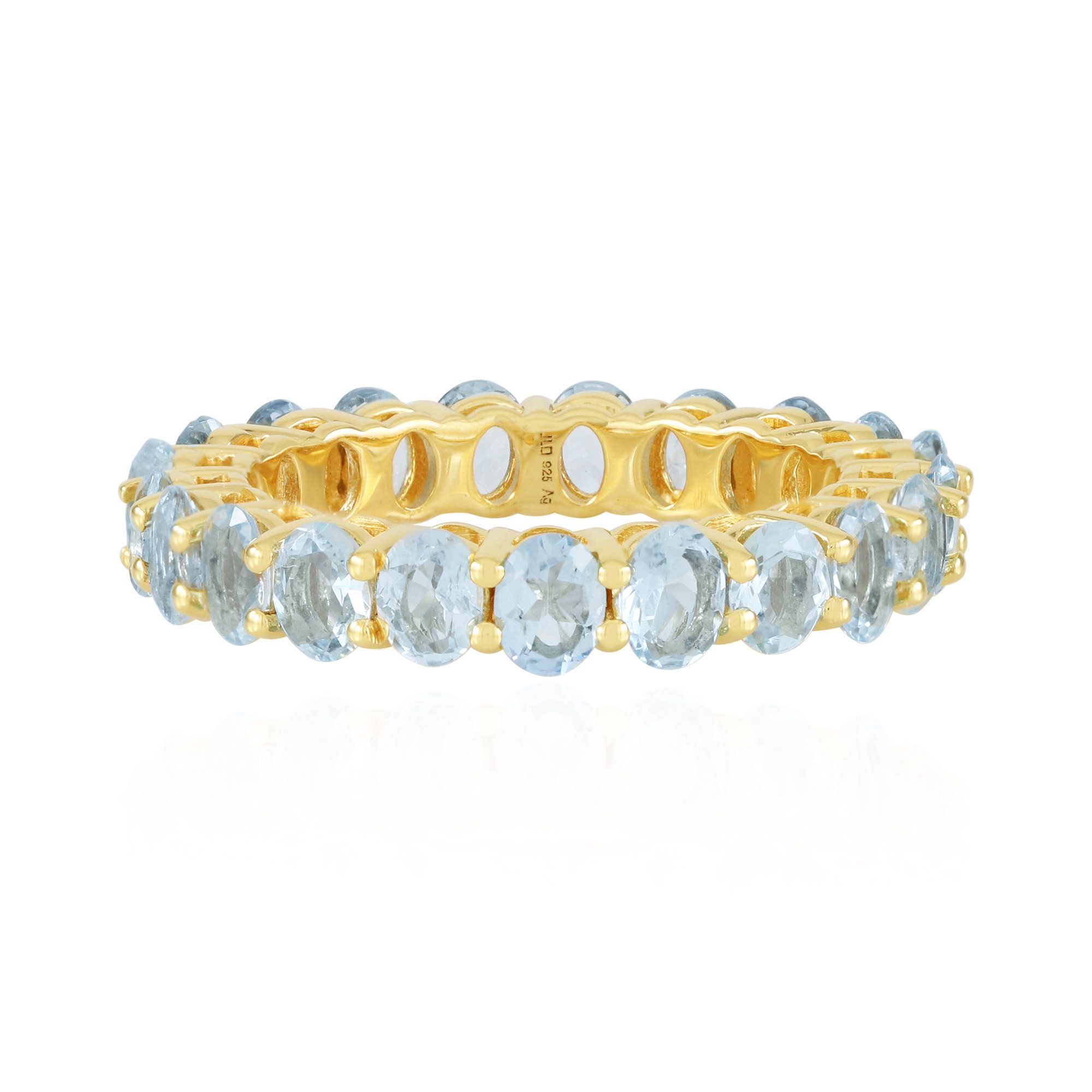 Cavill Silberring Ring aus vergoldetem Silber mit Aquamarin (1-tlg)