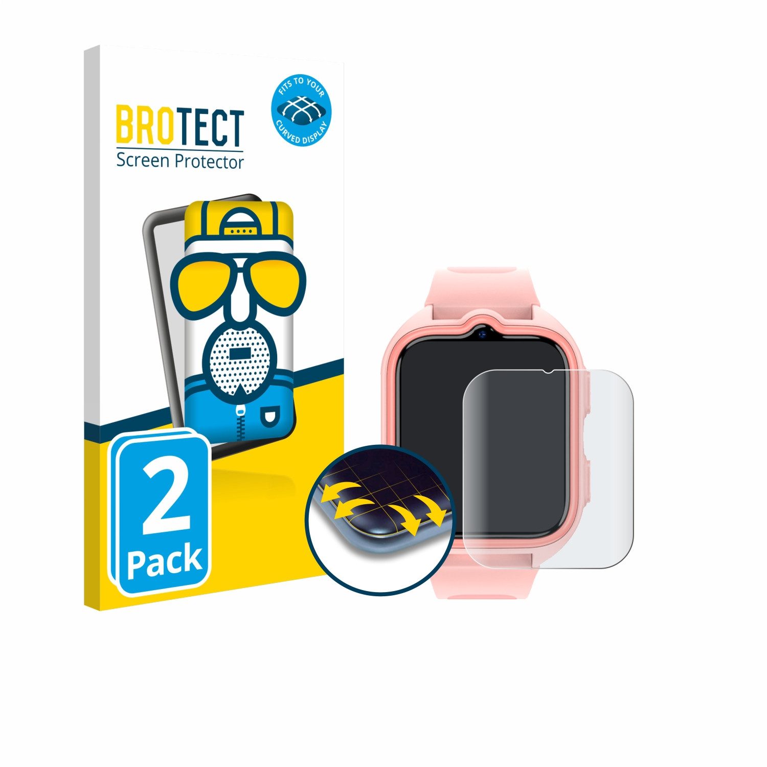 BROTECT Displayschutzfolie Fullscreen Schutzfolie für Blackview Z30 Kids Smartwatch, 2 Stück, Displayschutz Folie Fullcover Matt Entspiegelungsfolie