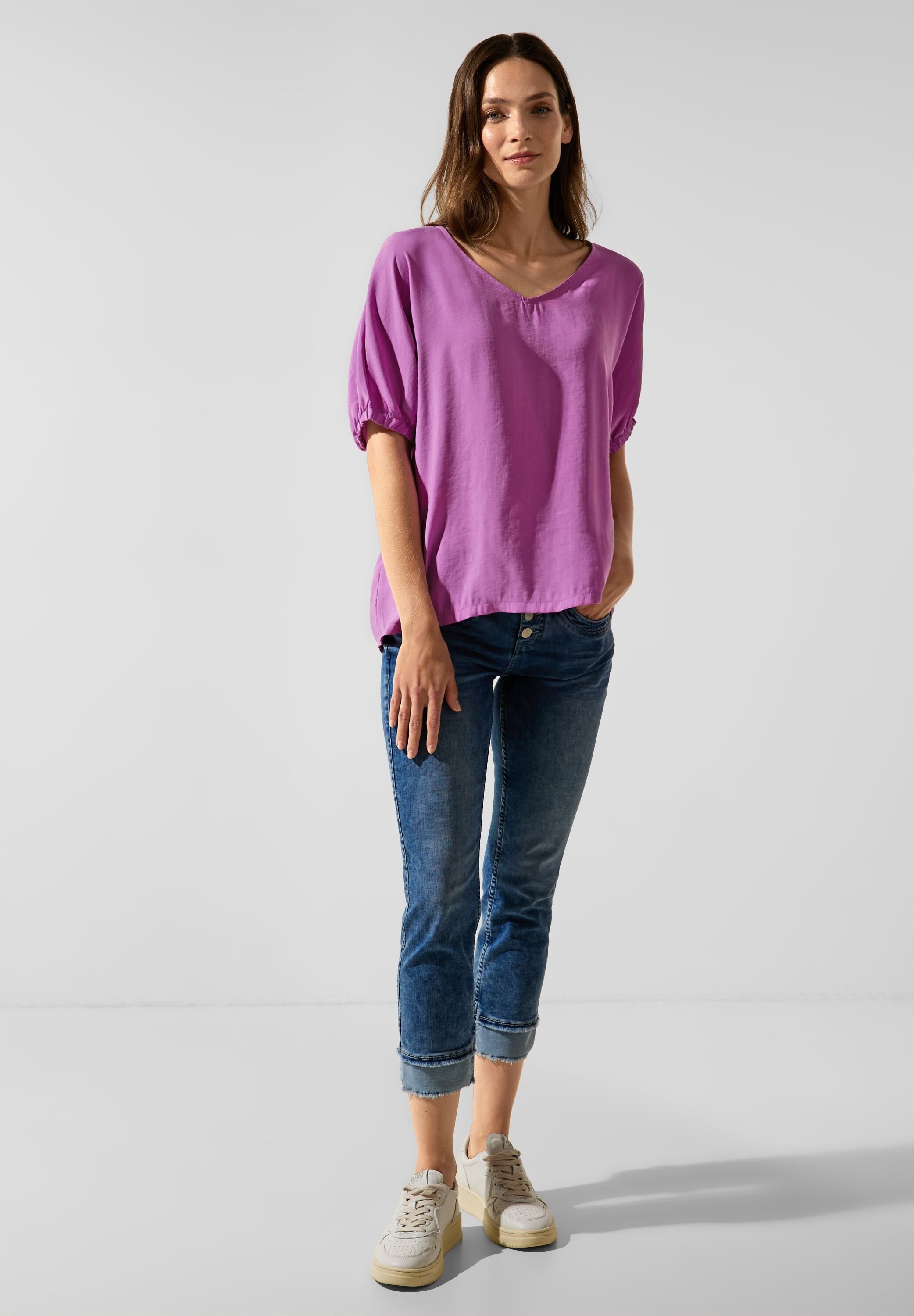 STREET ONE Klassische Bluse Bluse mit gerafftem Halbarm