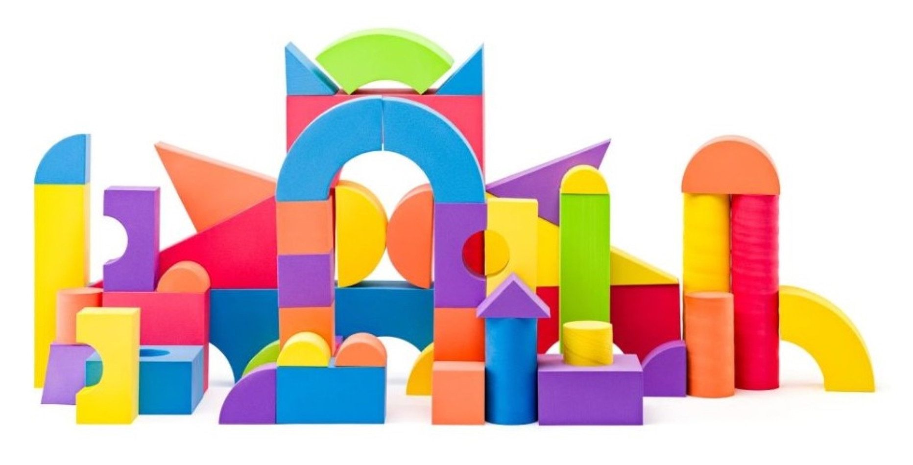 Woodyland Lernspielzeug 91653 - bunte Hartschaum Foam - Bauklötze 54 tlg. im PVC Beutel (54-St), Feste, aber trotzdem weiche Bausteine