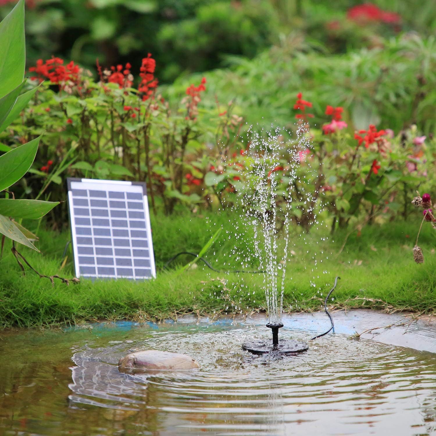 BlingBin Solarpumpe Solar Springbrunnen Fontäne Garten-Brunnen Teichpumpe Wasserspiel (1er Set, 1-tlg., Solar Wasserpumpe Set), Solar Fontäne Pumpe für Garten,Vogelbad,DIY Wasserspiele