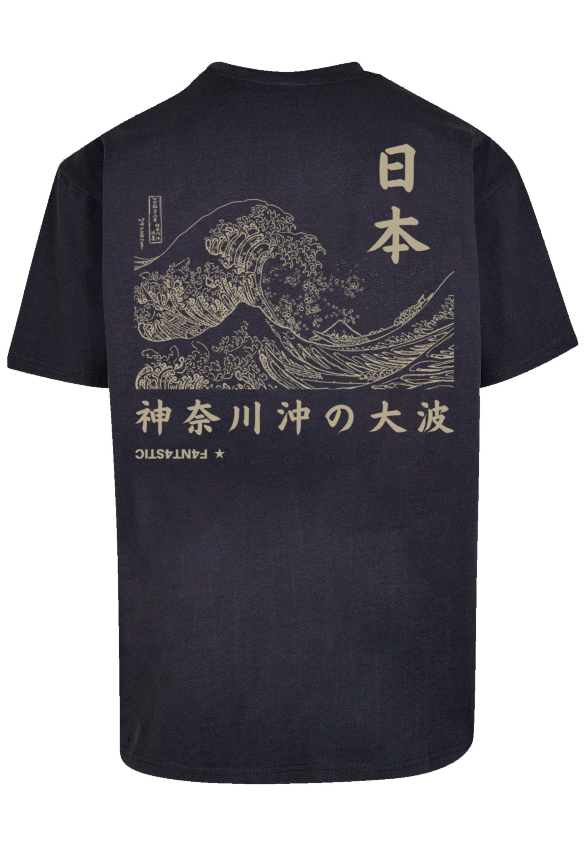 F4NT4STIC navy Print Kanagawa Welle T-Shirt