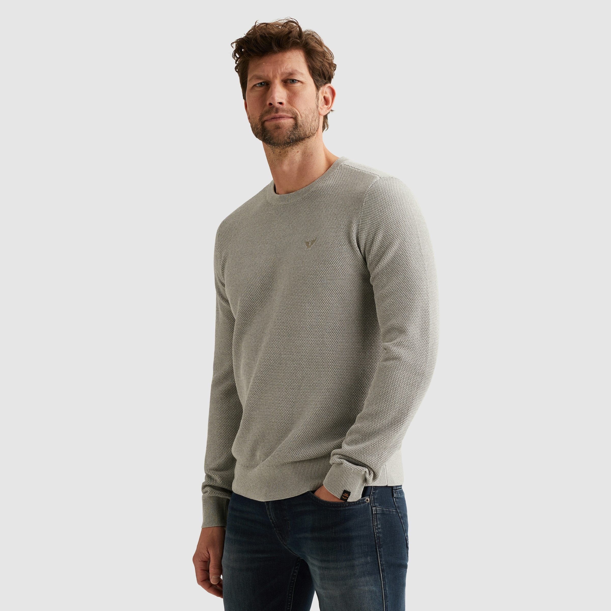 PME LEGEND Rundhalspullover mit Logo Stickerei