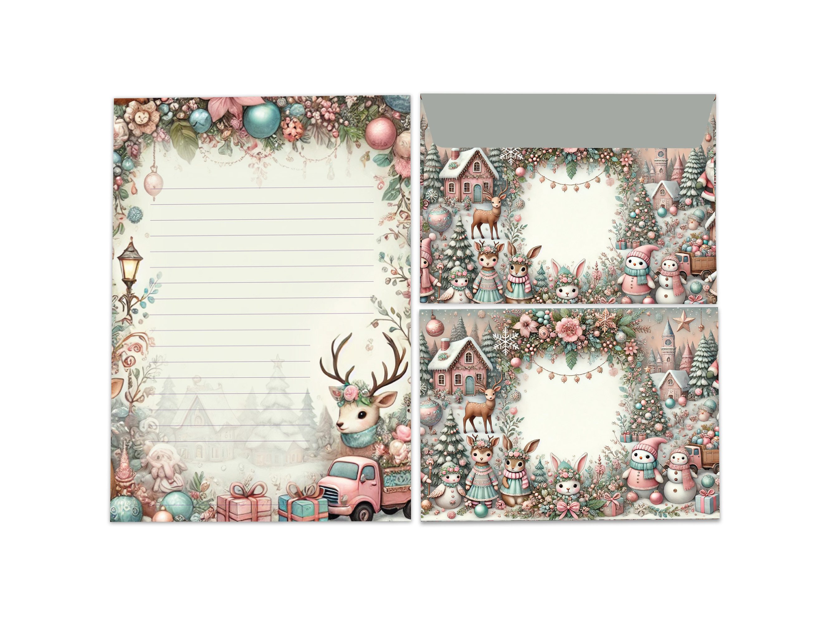 LIMONIA Briefpapier Set Kinder Briefblock A5 mit Umschlägen Notizblock Weihnachten, Weihnachtsbriefpapier, Weihnachtsgrüße, Geschenk Idee