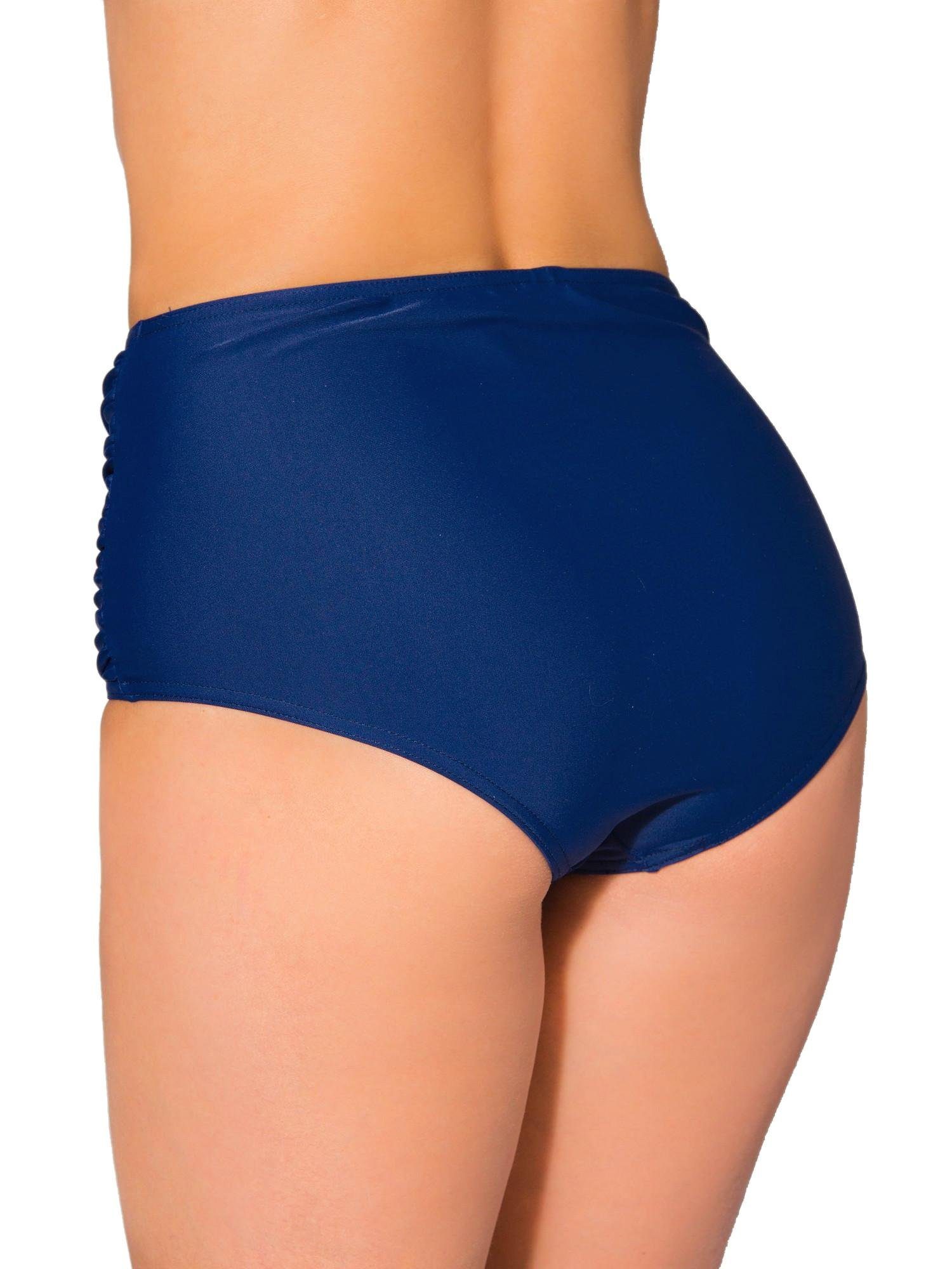 Aquarti Bikini-Hose Aquarti Damen Bikinihose mit Hoher Taille und Raffung