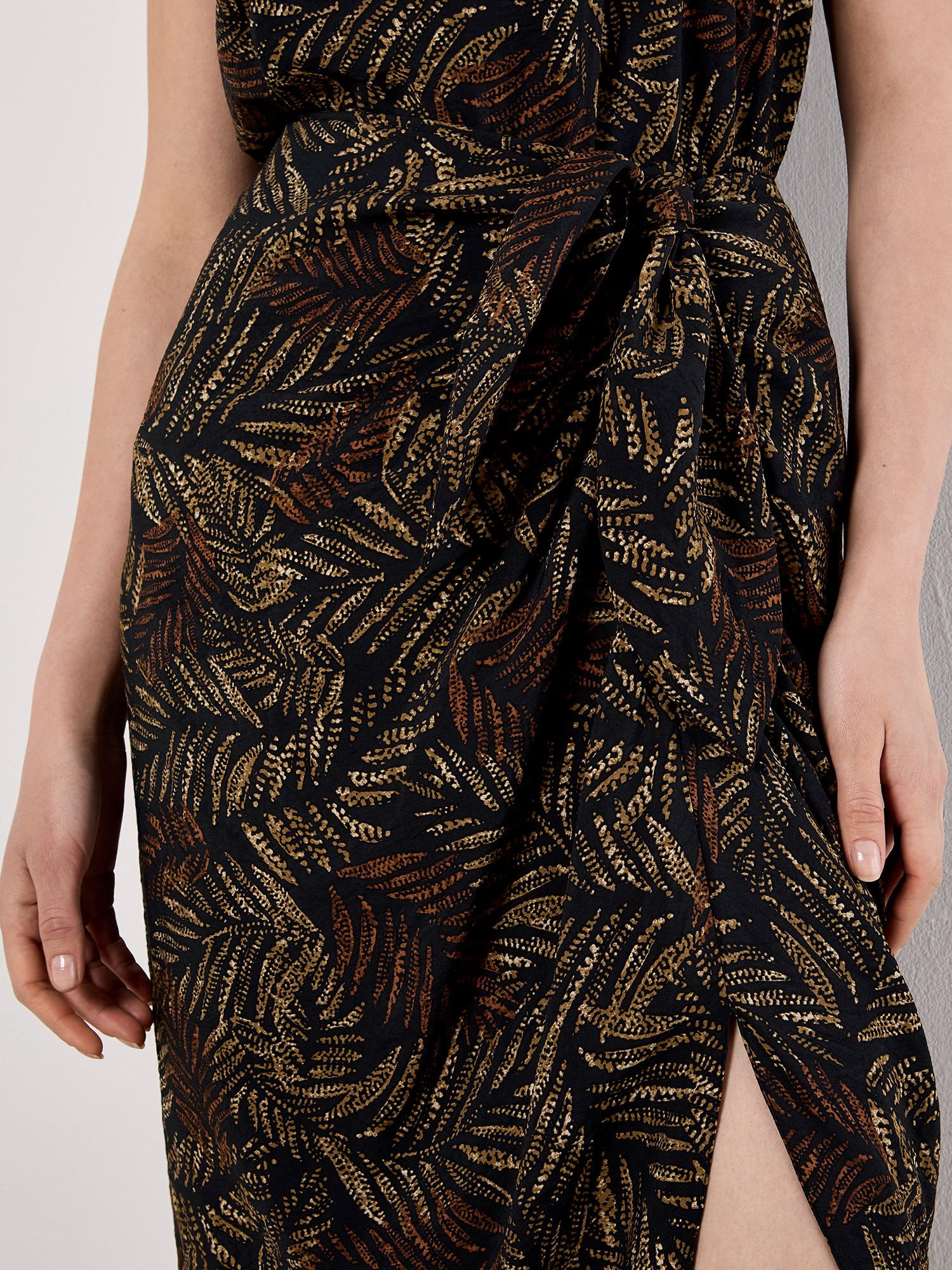 Apricot Midirock Midirock mit Batik-Blattmuster