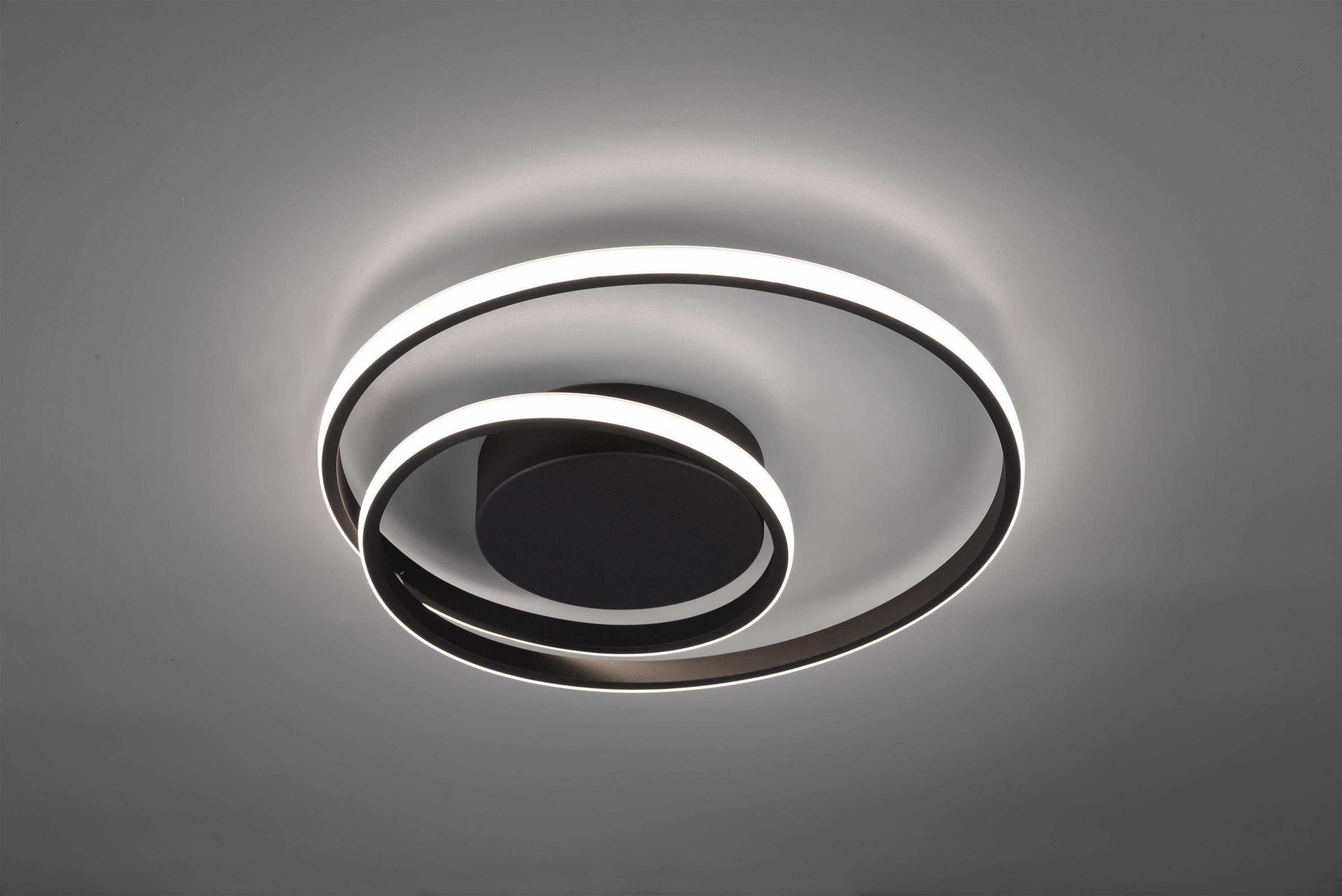 TRIO Leuchten LED Deckenleuchte Zibal, schwarz fest (100%/50%/25), Switch Dimmer, Wandschalter integriert, LED dimmbar Dimmfunktion, über Warmweiß, Wohnzimmer