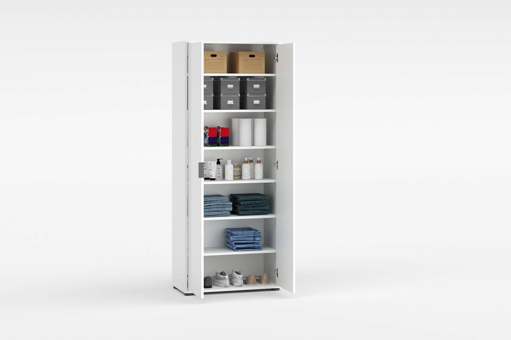 Home affaire Mehrzweckschrank JOLLY, Stauraumschrank, Breite 72,5 cm, Höhe 178 cm (1-St) 2-türiger Schrank mit 4 Einlegeböden, hochglanz lackiert