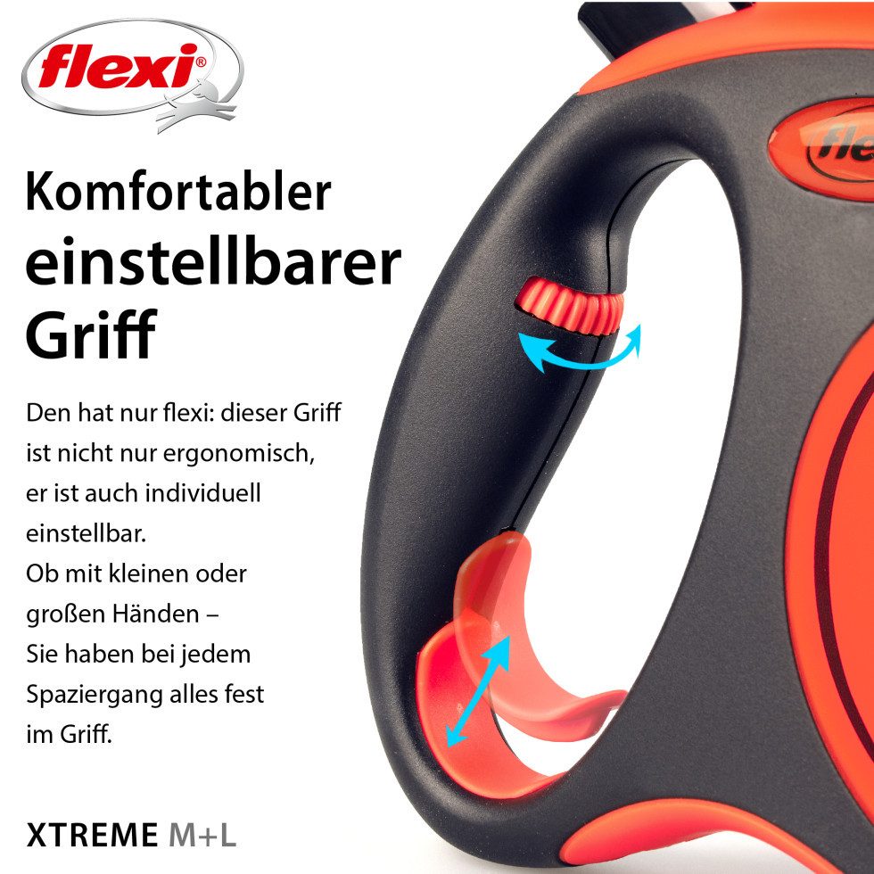 Nobby Hundeleine Flexi Hundeleine Xtrem schwarz/orange Gurt 5 m, Leinen