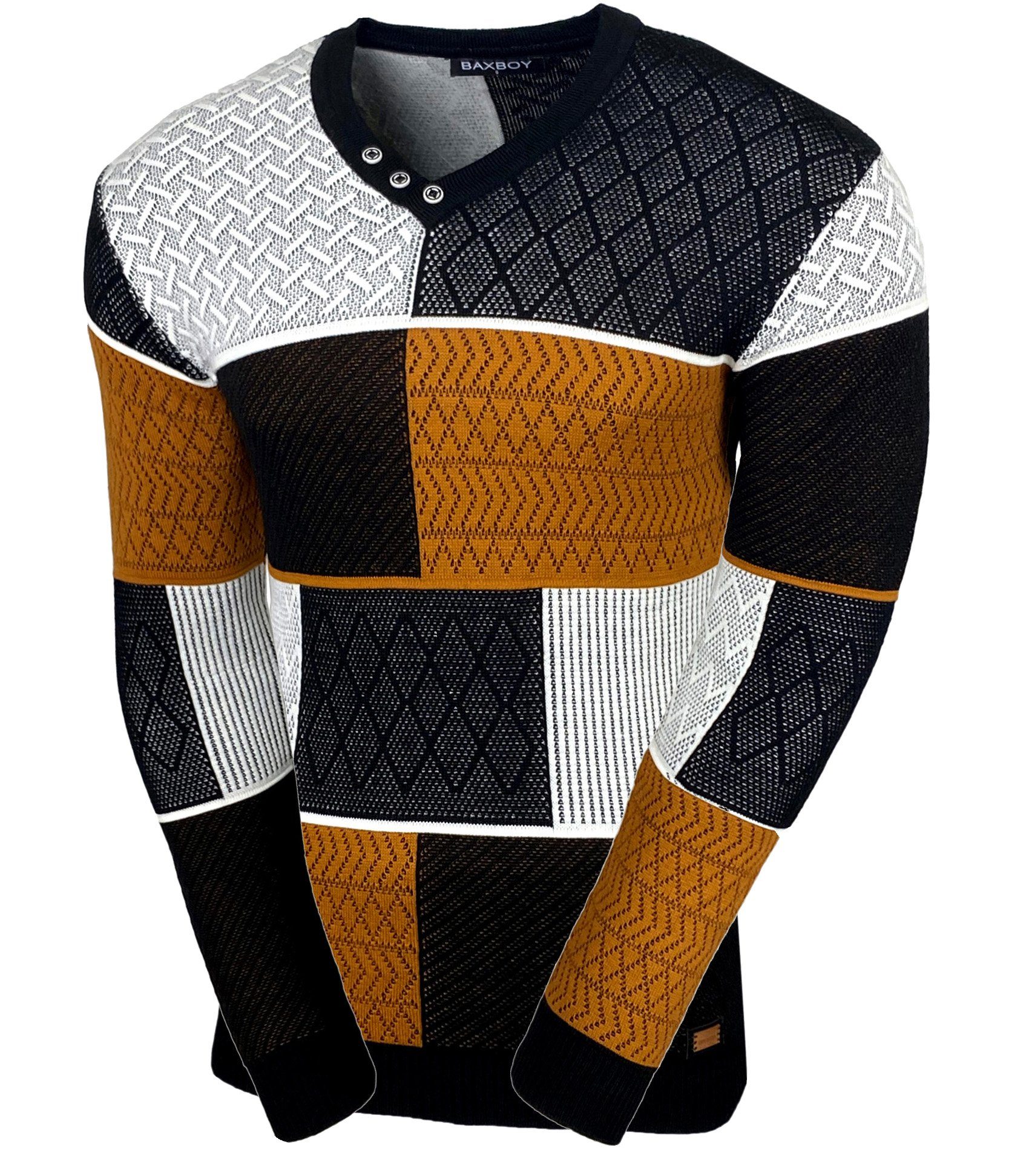 Strickpullover Baxboy Herren Pullover V-Neck Strick-Pullover Rundkragen BB-52301